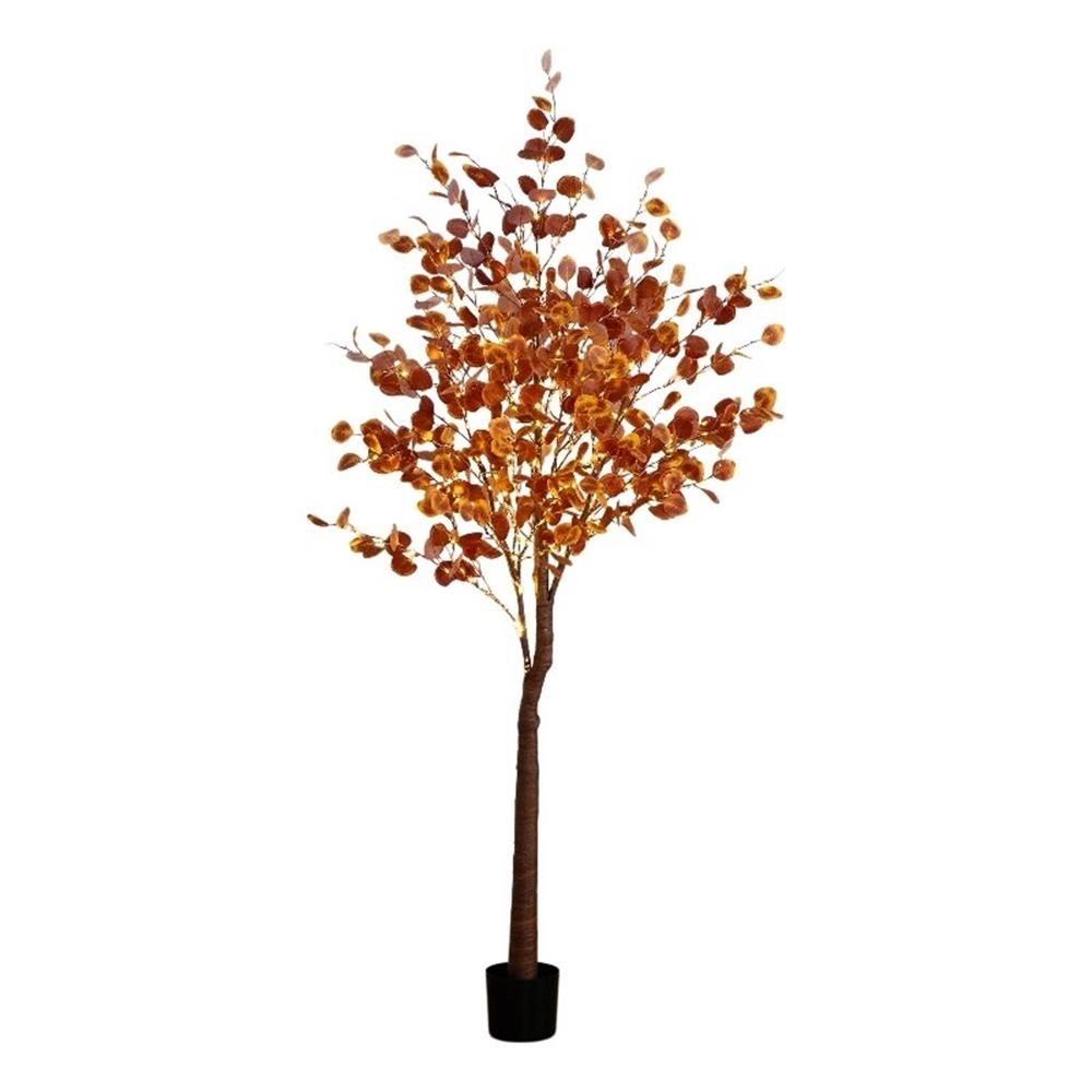 Nearly Natural 7ft Pre-Lit Grand Autumn Eucalyptus FallTree w/420 Warm White LED