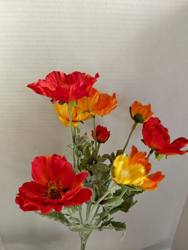 Bright artificial poppy bush orange/yellow