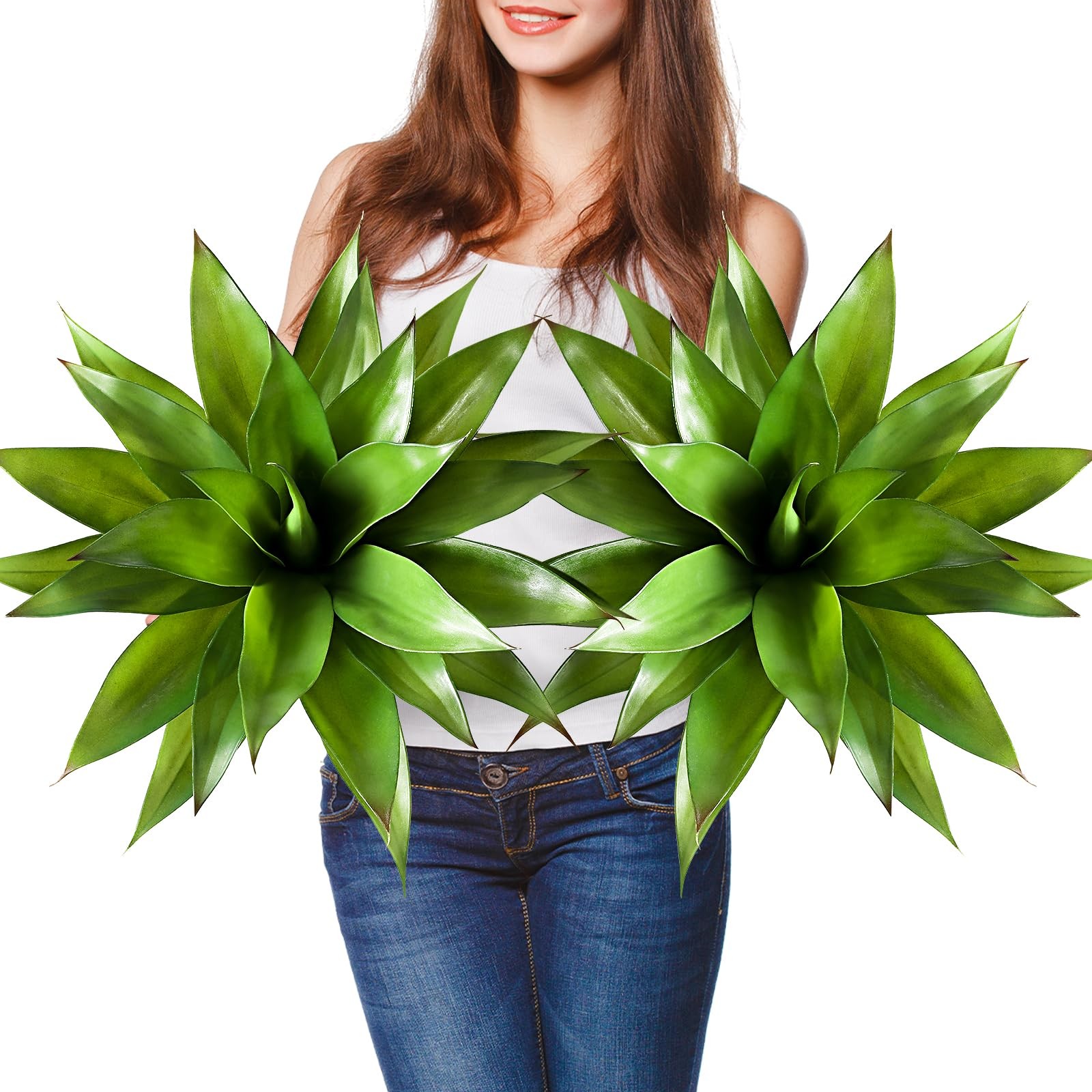 Best JUSTOYOU 28″ Artificial Agave Plants Outdoor Large Fake Faux Succulents for