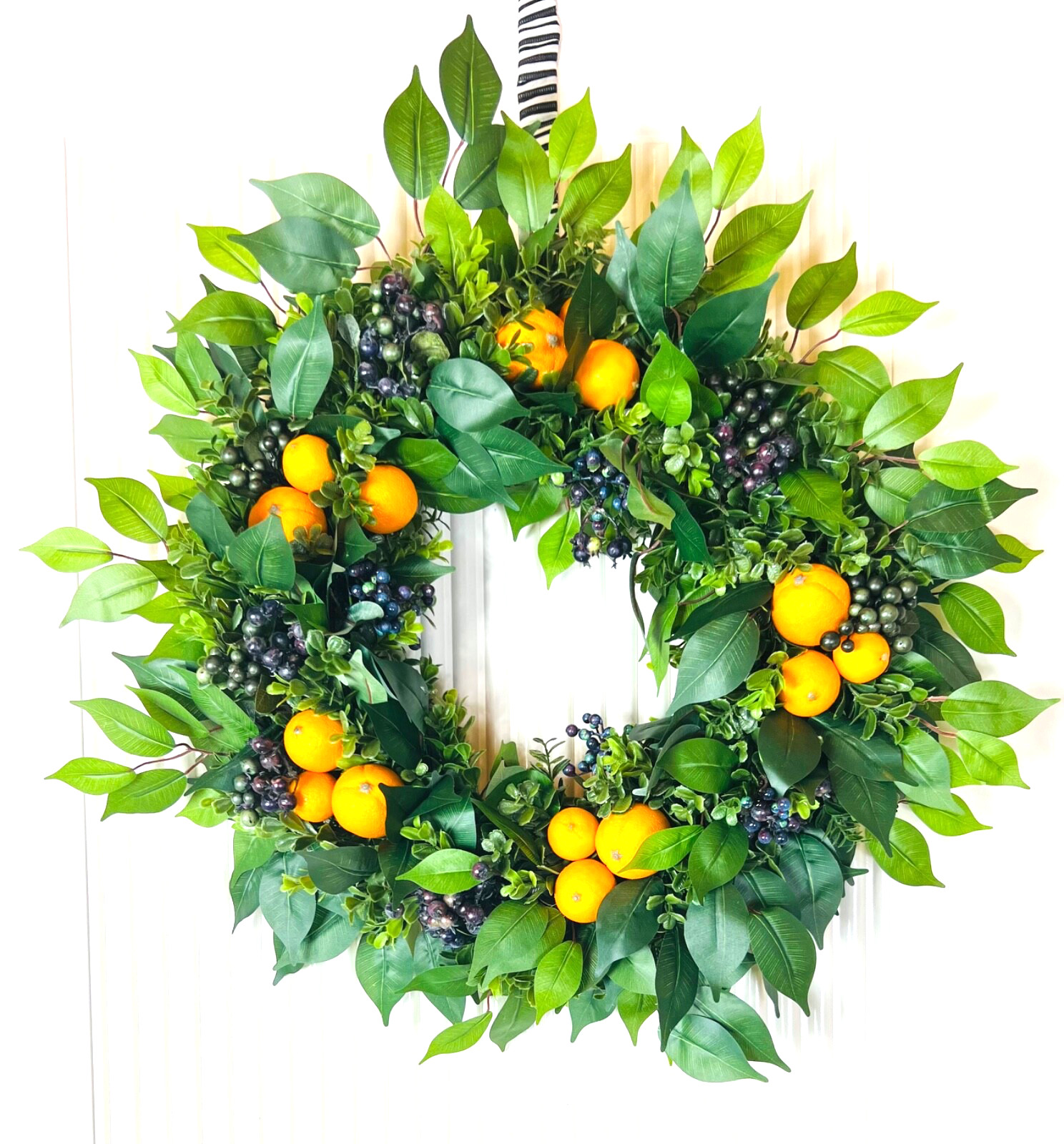 Everyday Wreath Front Door – Citrus Fruit and Blueberries Farmhouse Decor