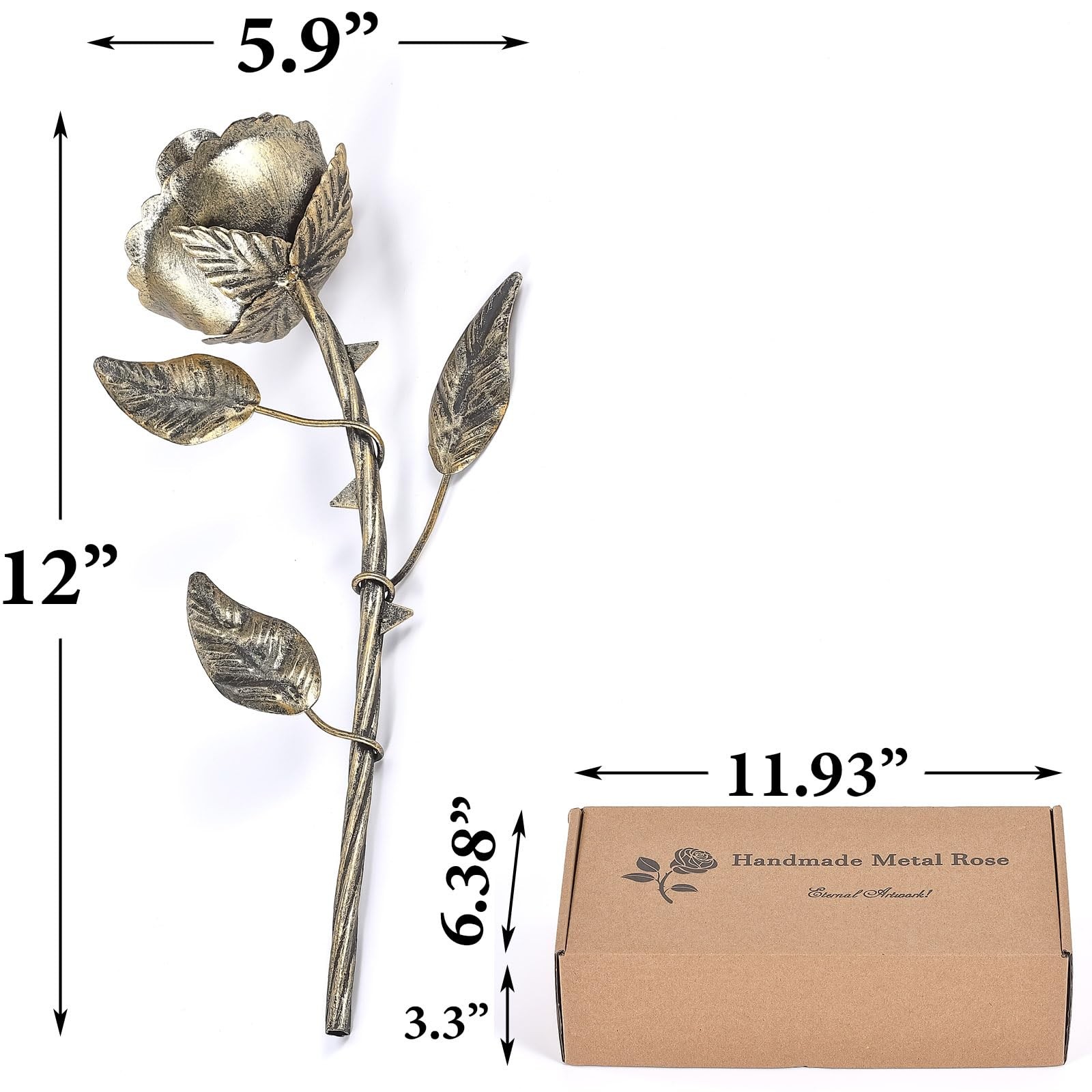 Iron Rose Gifts for Anniversary, Handcrafted Metal Rose, Bronze Anniversary M…