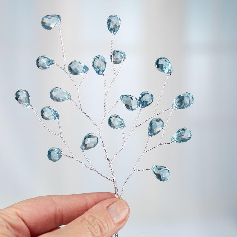 Set of 4 Blue Acrylic Gem 8-1/2″ Accent Sprays for Corsages and Accenting