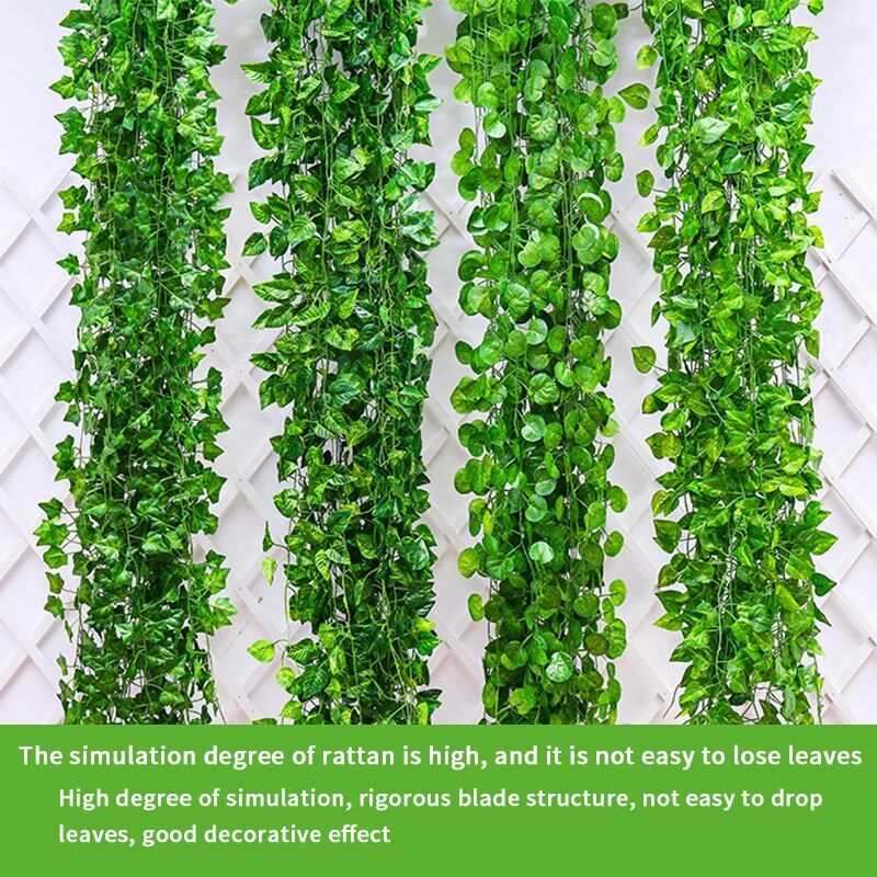 12pcs Artificial Plant Green Leaf Garden Wall Hanging Leaves Outdoor Decoration