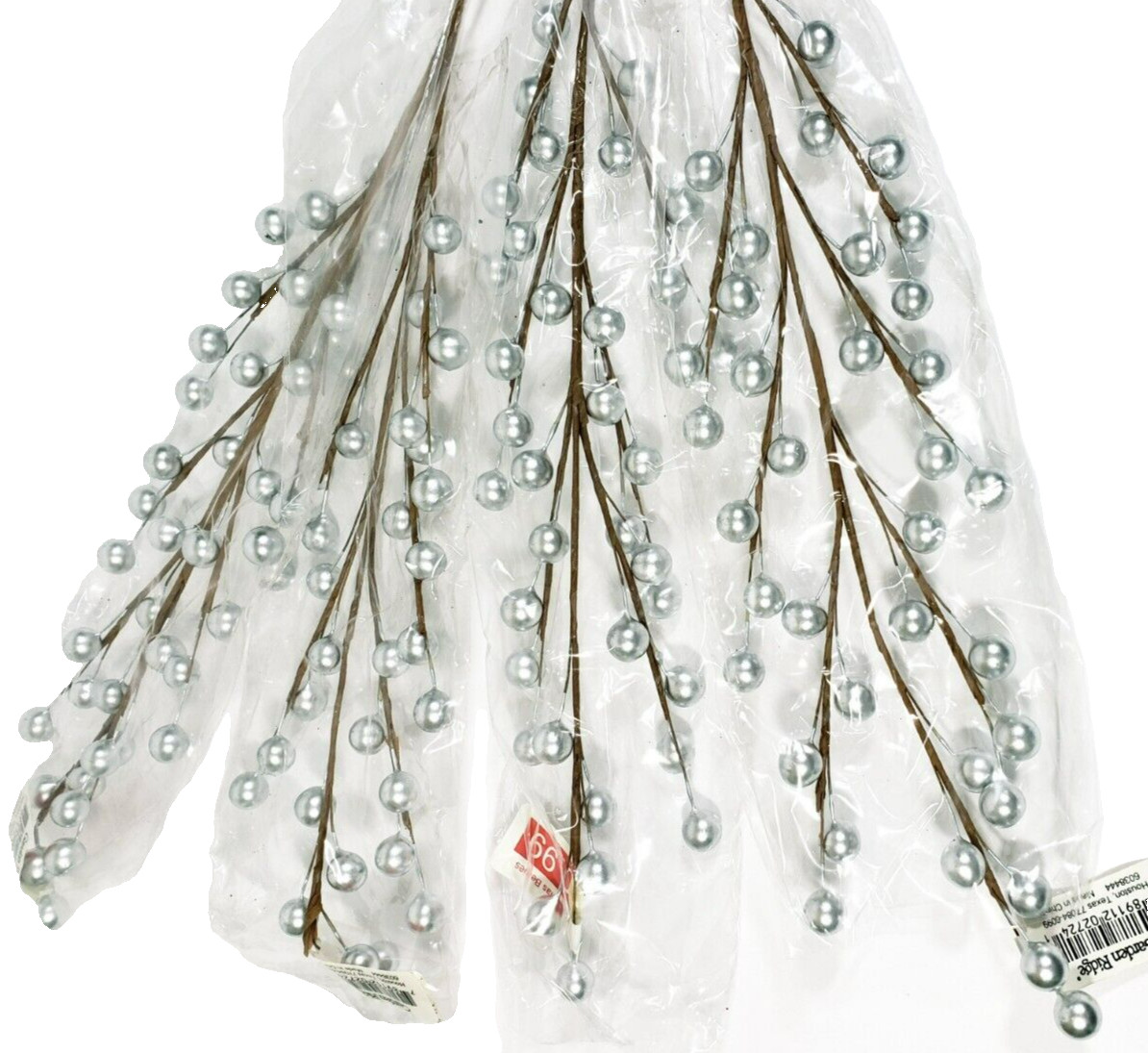 Matte Silver Berry Floral Picks 18.5″ Set of 4 Silver Holiday Picks NWT