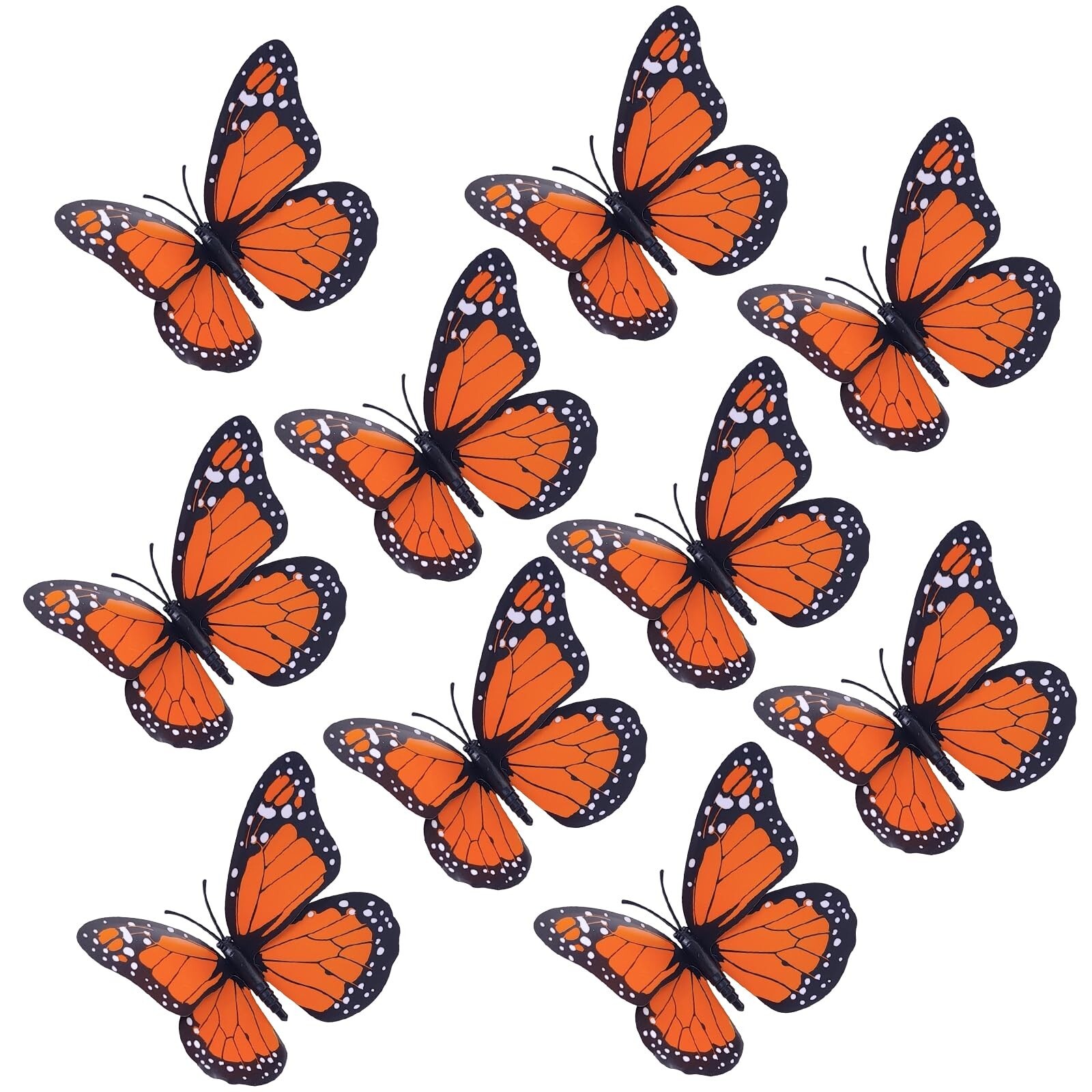 10PCS Exquisite Monarch Butterfly Decorations, Premium Artificial Orange Mona…