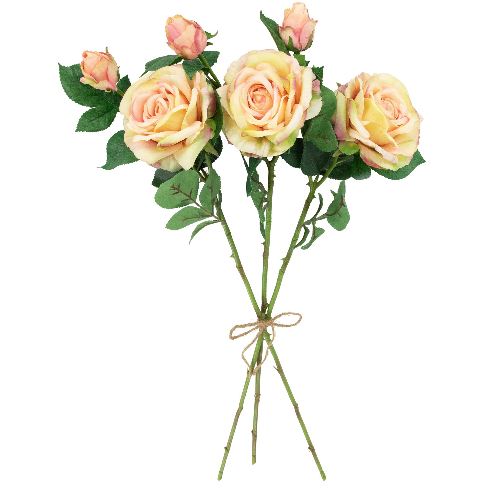 Northlight Real Touch™ Cream and Pink Artificial Rose Stems, Set of 6 – 26″