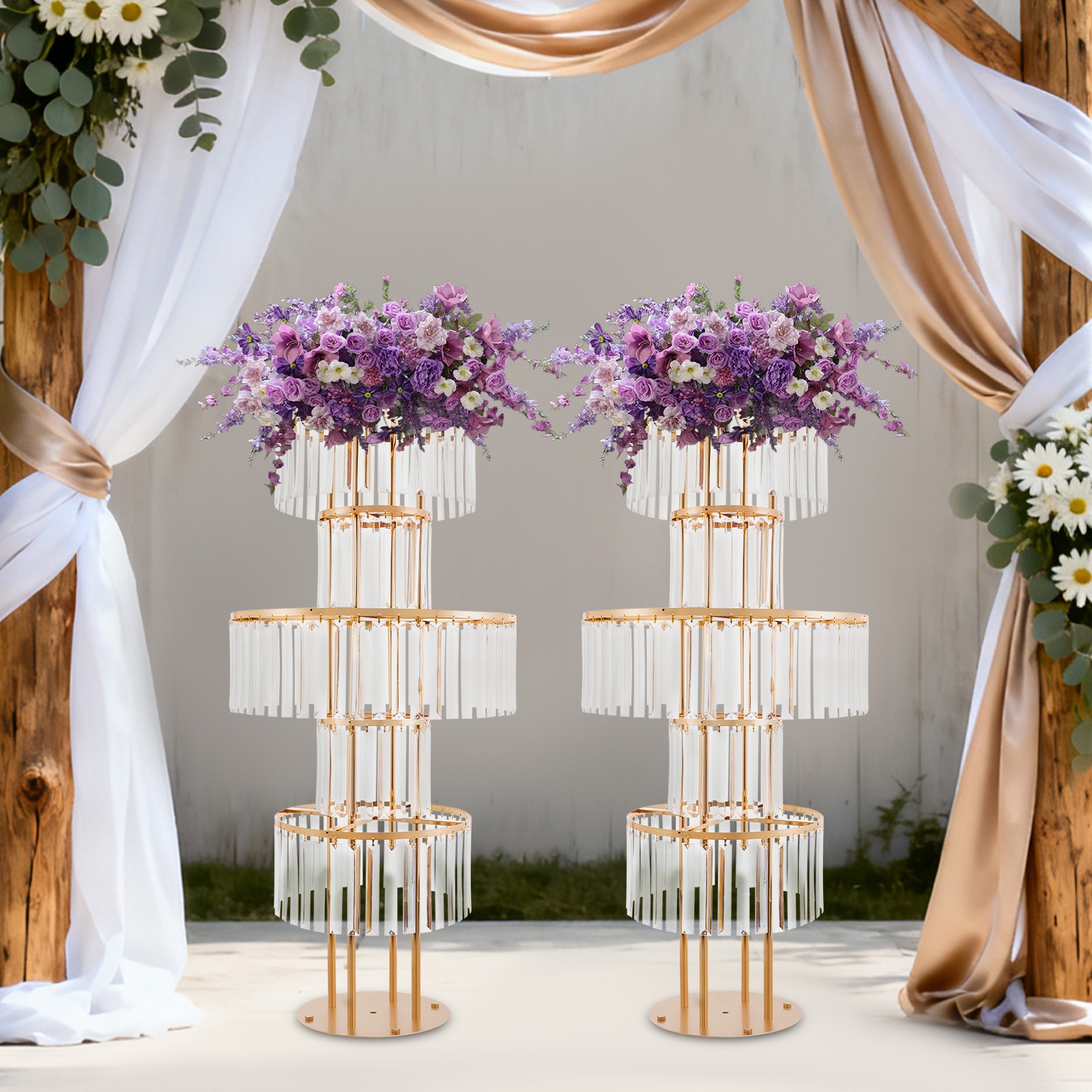 5 Tier 43.3 in Height Flower Stands 2PCS Flower Stands Crystal Flower Stands