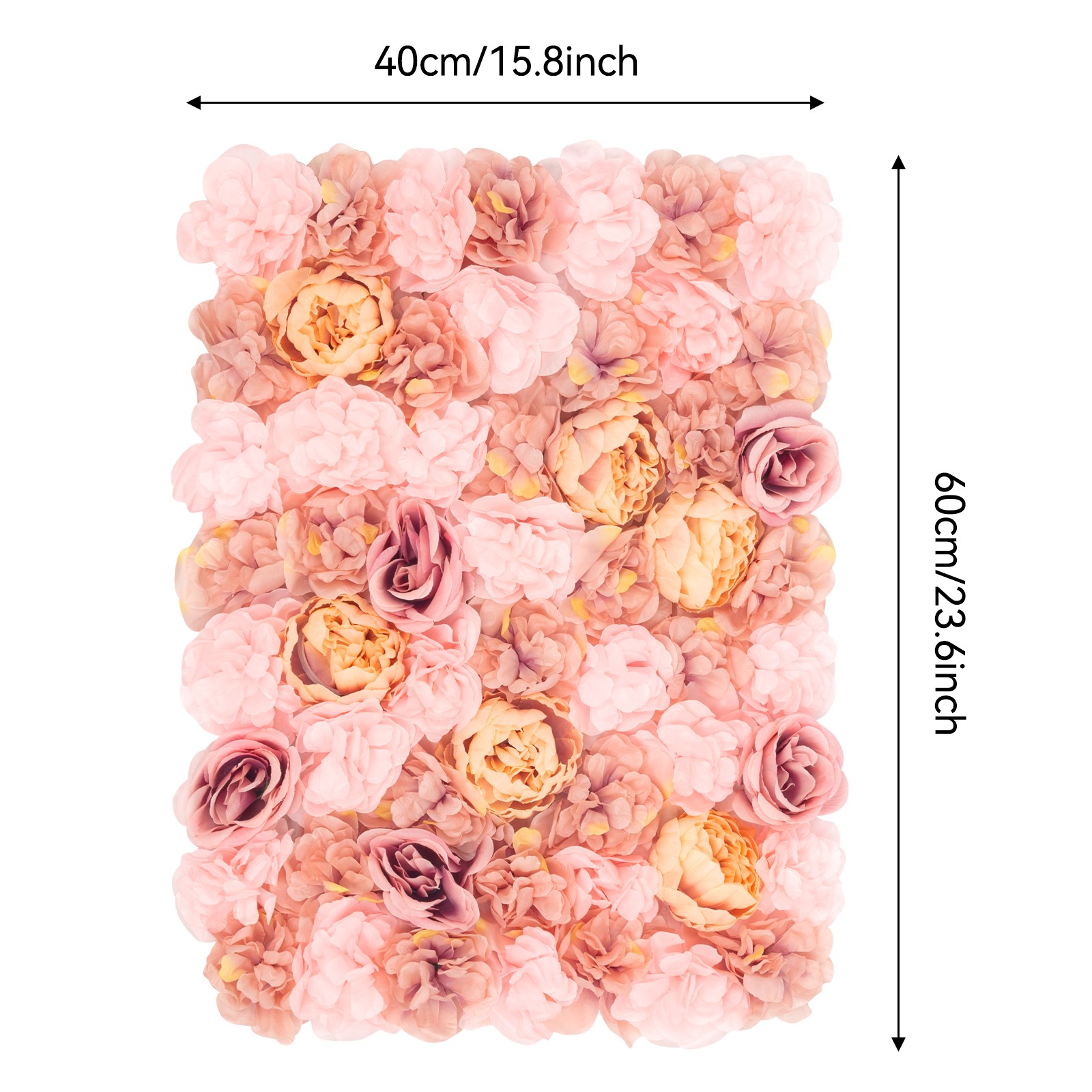 60x40cm Silk Rose Artificial Flower Wall Panel Wedding Party Backdrop Decoration