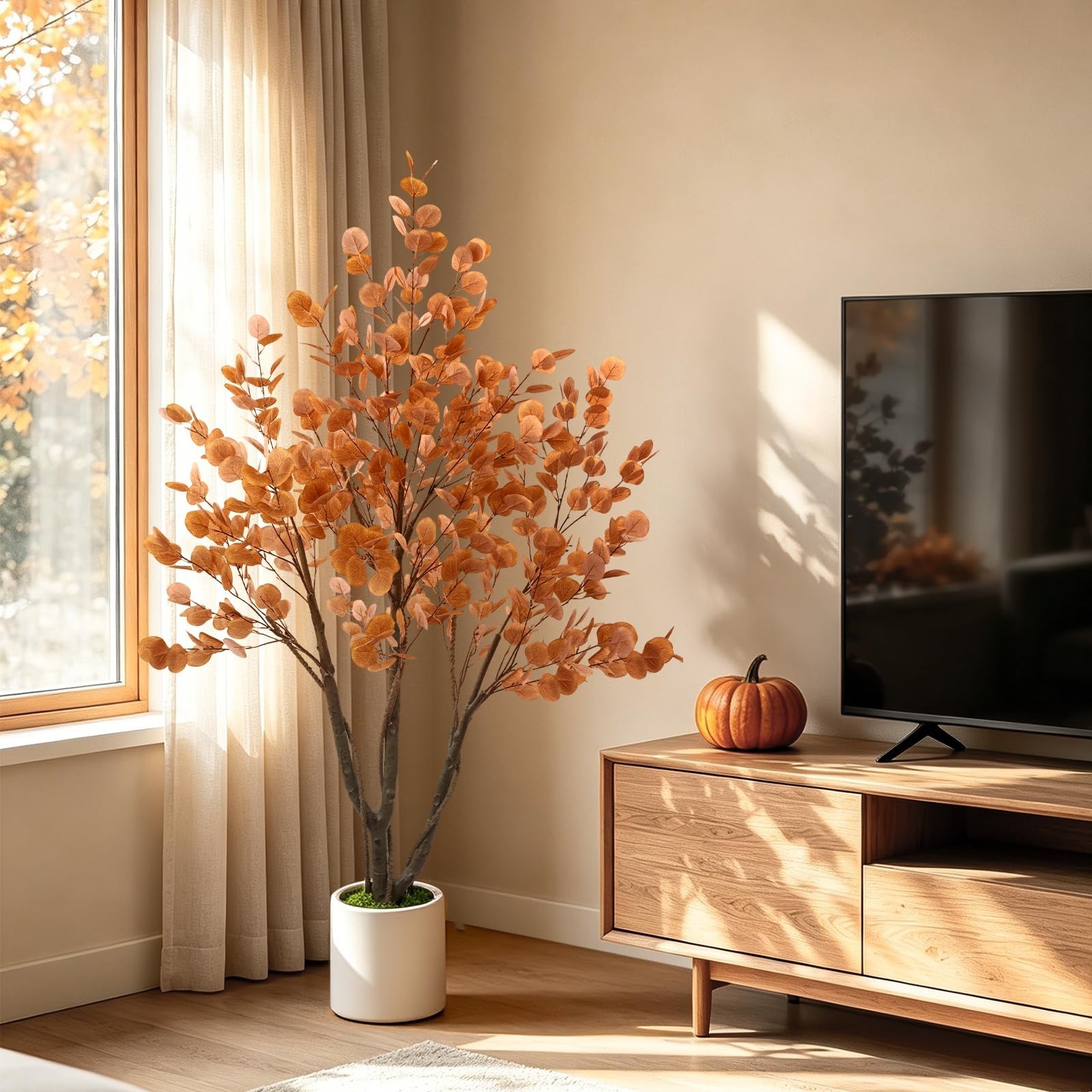 5FT Artificial Eucalyptus Tree – Indoor/Outdoor Faux Plant with White Planter fo