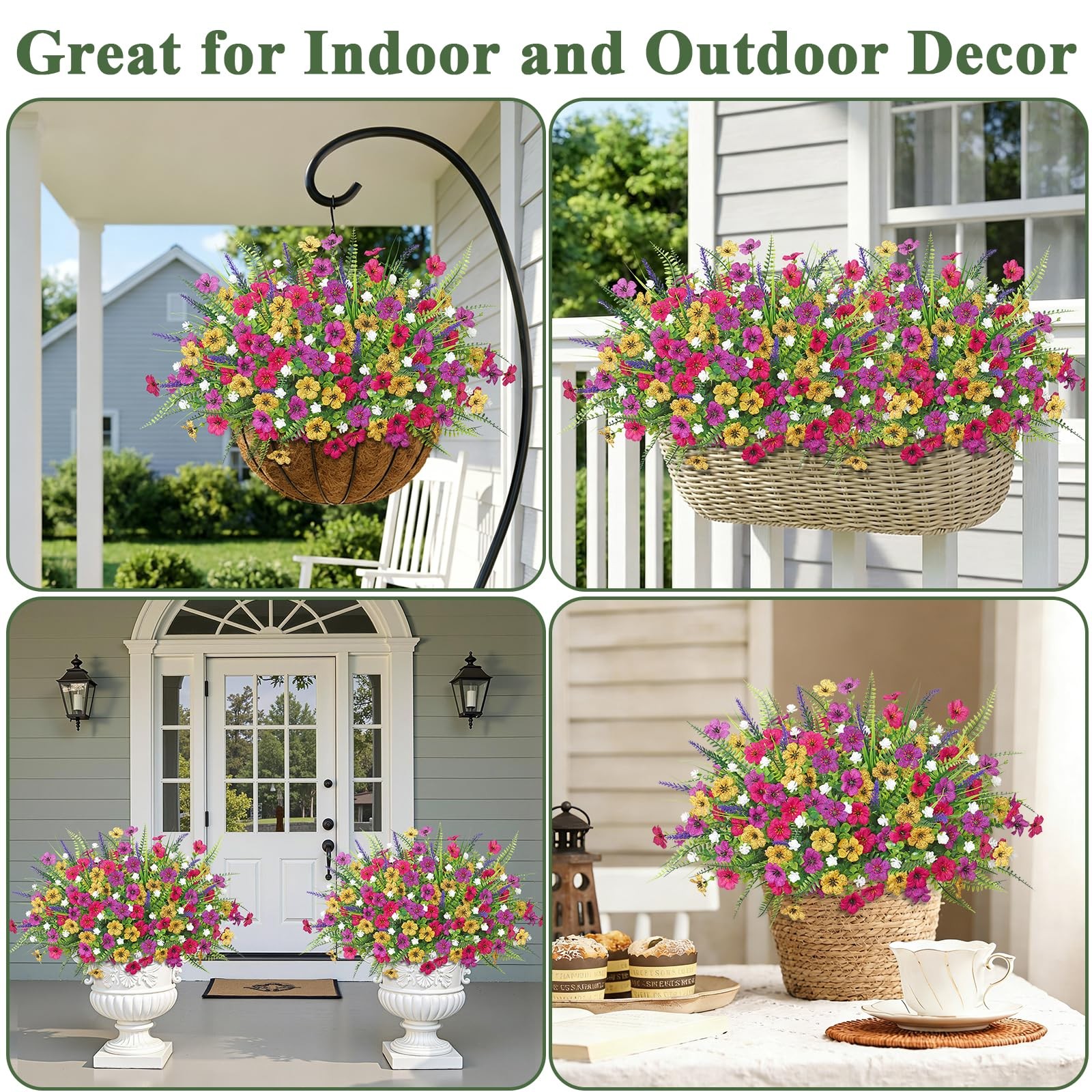 Artificial Flowers for Outdoors 12 Bundles UV Resistant Faux Flowers Silk Dai…