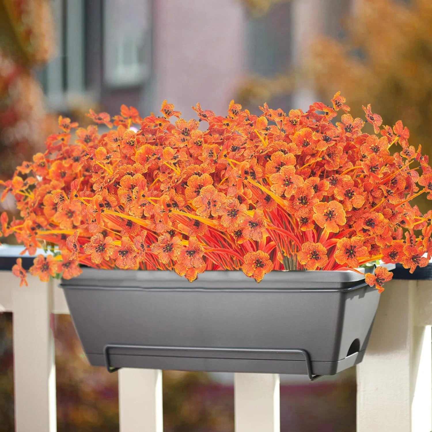 Fall Artificial Flowers 7-Stem 20 Flowerheads 13″ Weather Resistant Orange Decor