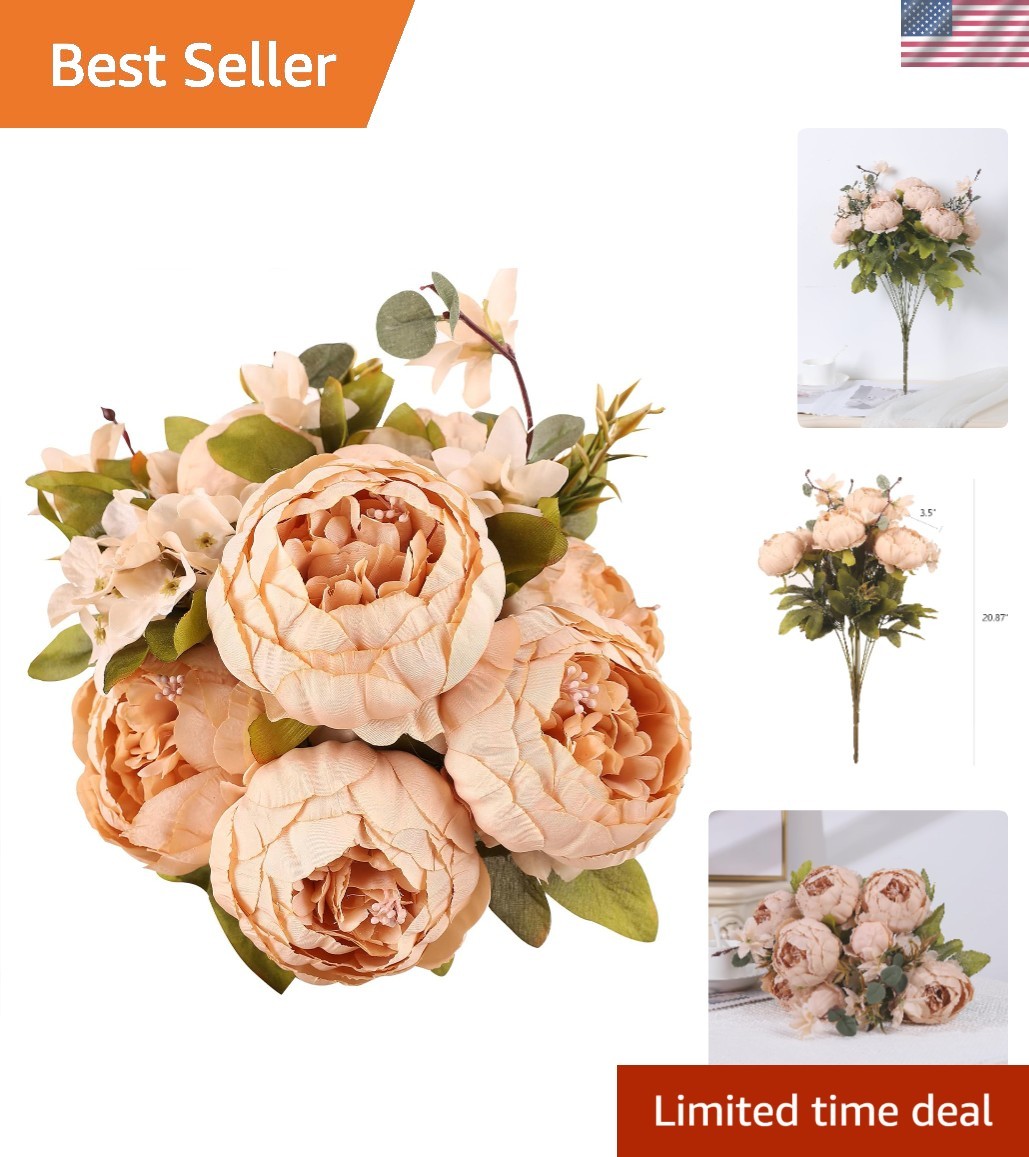 Realistic Faux Silk Peonies in Light Champagne – Perfect for Every Occasion
