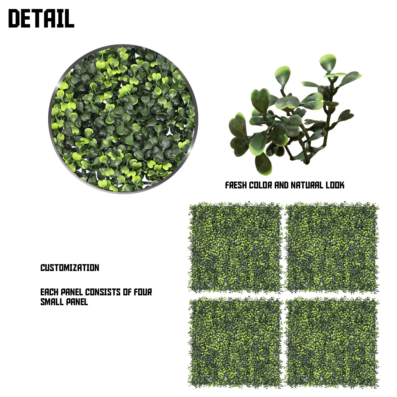 20×20″ Artificial Faux Leaf Boxwood Fence Screen Wall Decor Panel W/ Cover Back