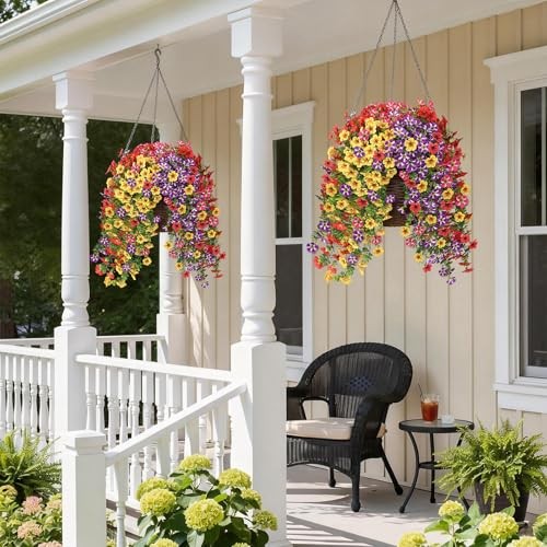 Bundles Artificial Hanging Morning Glory Flowers for Outdoor, 4 Mixed Color