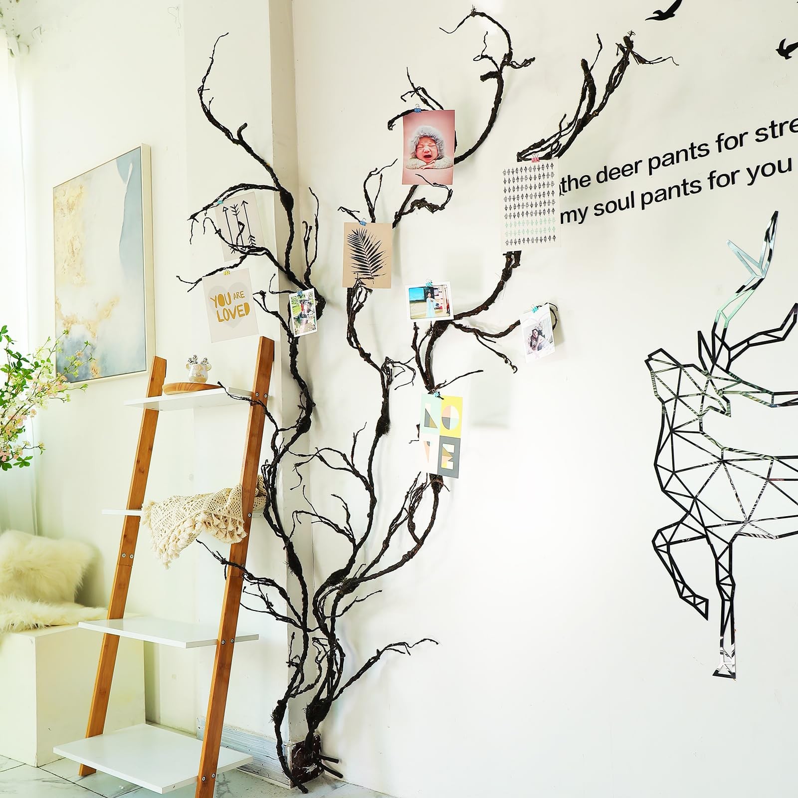 1Pcs 98.4inch Artificial Bendable Tree Branches Moss Plants Twigs Twisted Doo…