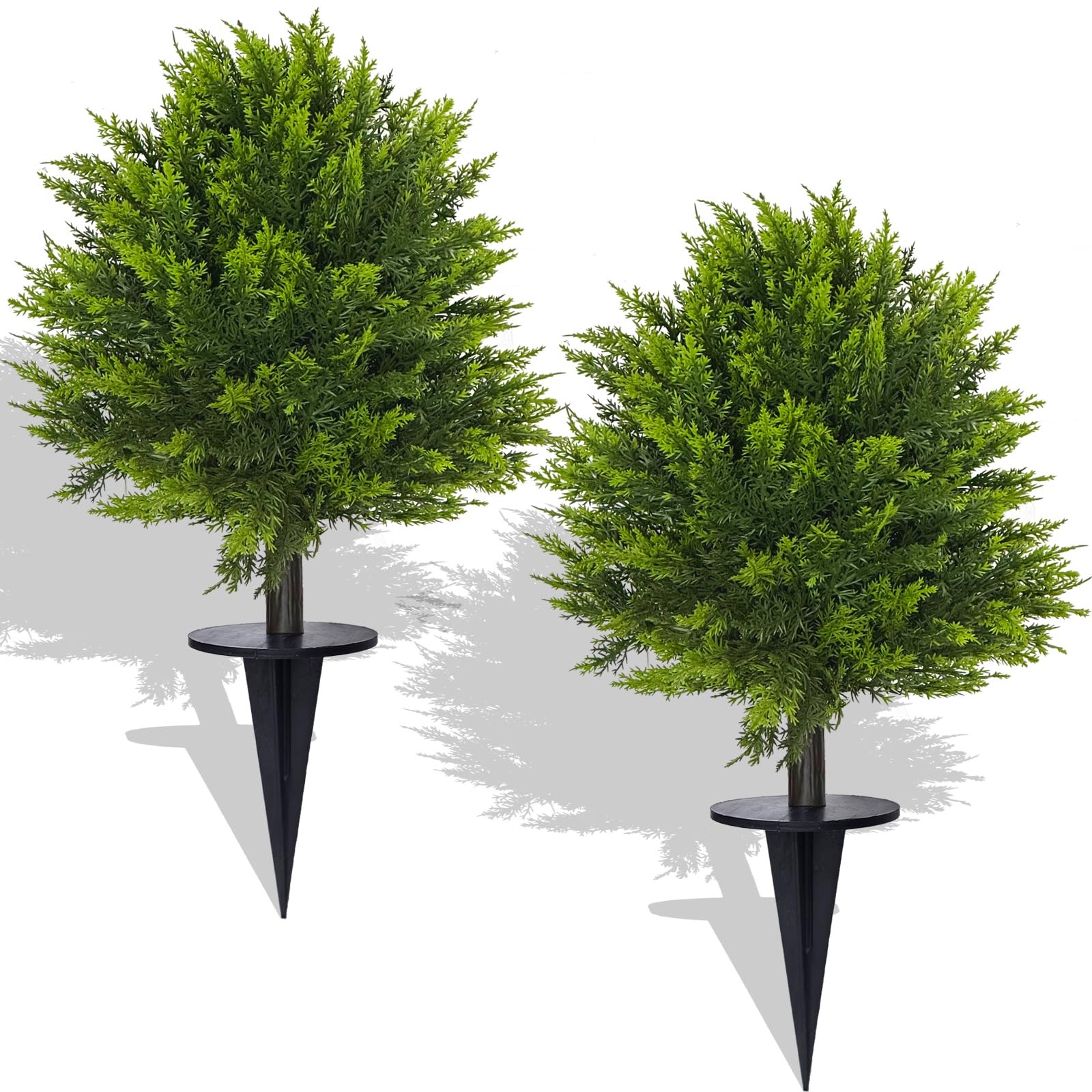 2 Pack 24”Artificial Topiary Ball Tree with Spike Soft Cypress Realistic Faux…