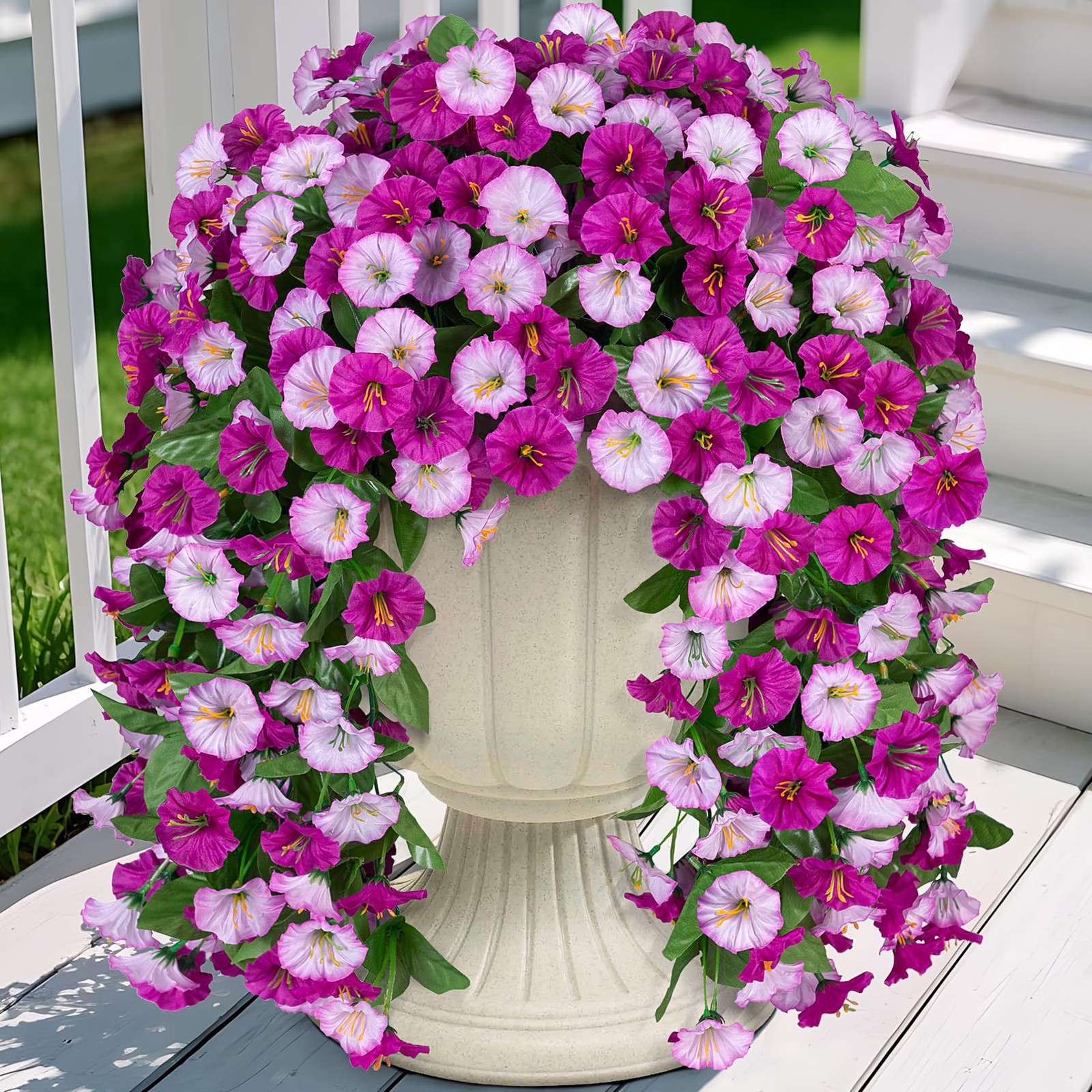 Artificial Fake Hanging Flowers Plants for Outdoor Decoration, 2PCS Faux Silk…