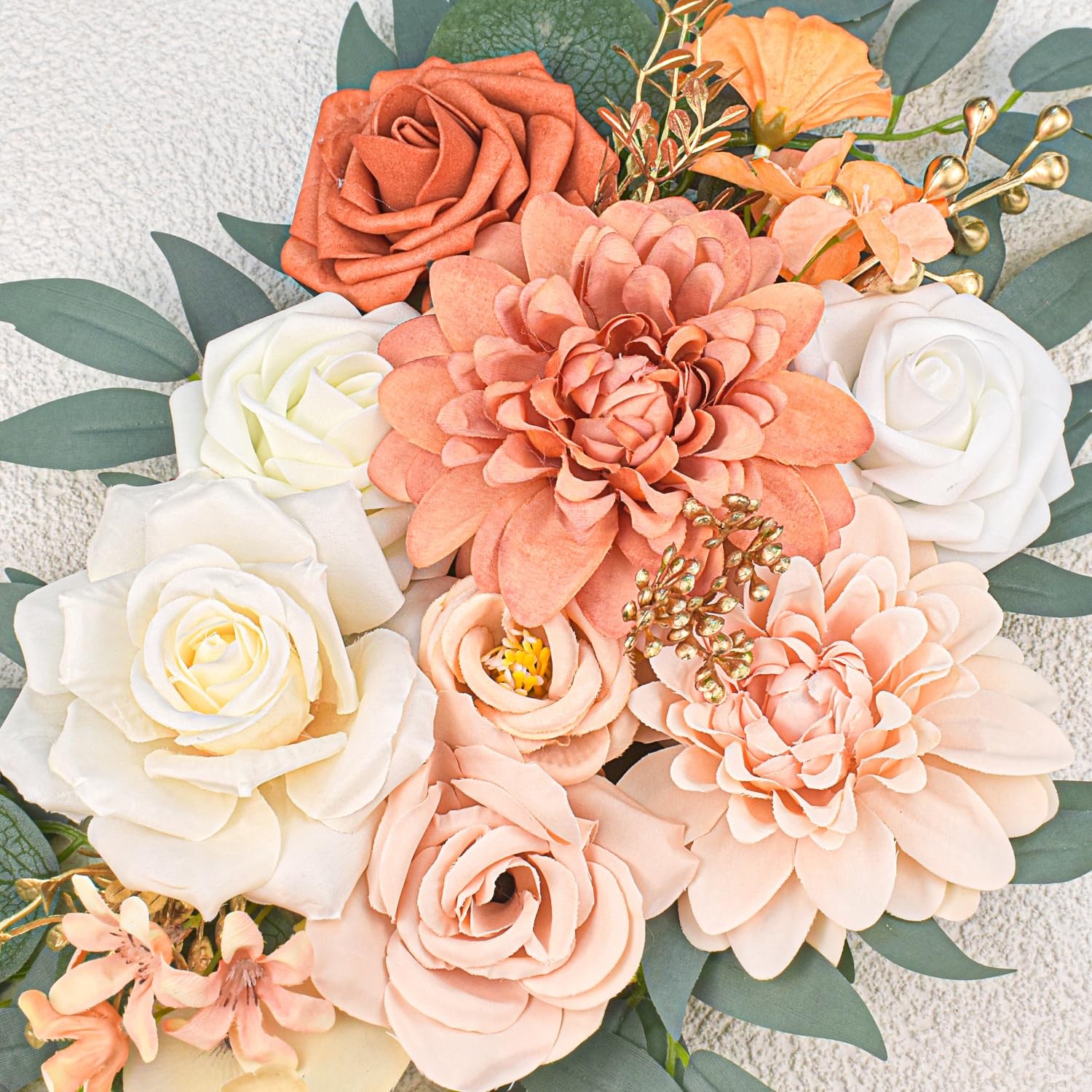 Burnt Orange Artificial Wedding Arch Flowers Set Of 2 Fall Floral Swags Decor