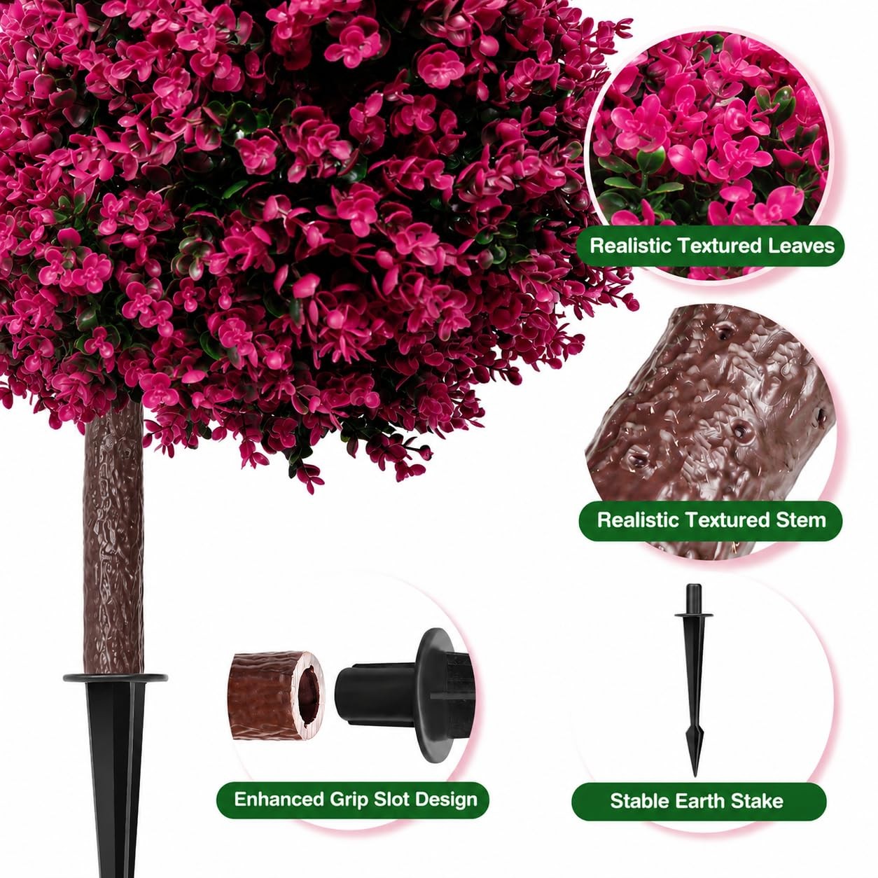 Artificial Cedar Eucalyptus Ball Trees 25″ Set of 2, UV Resistant Faux Boxwood