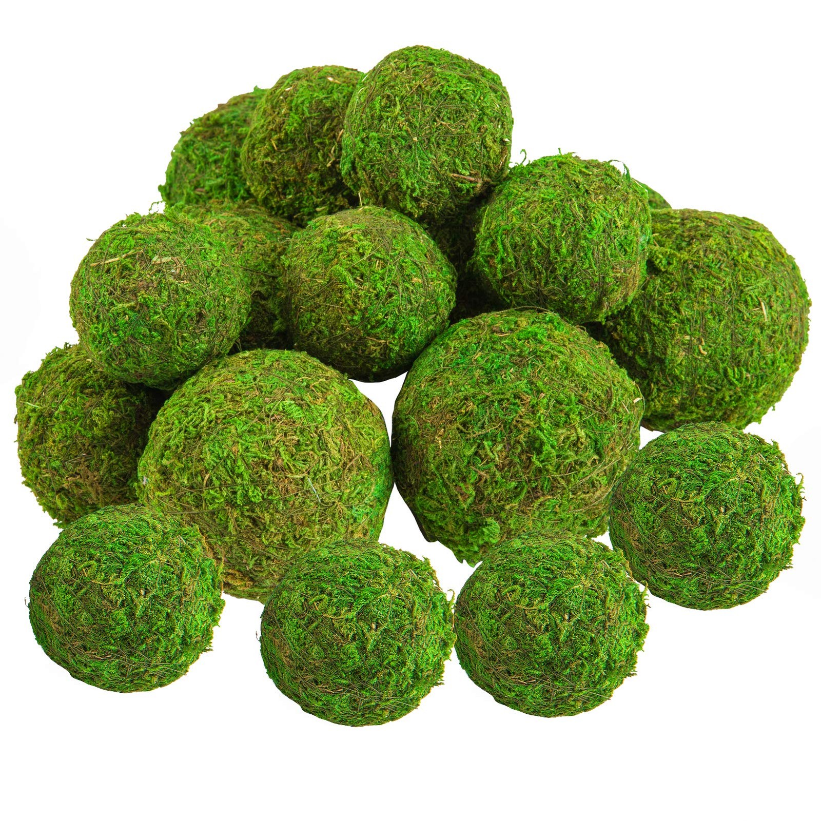 18 Pack Decorative Faux Dried Moss Balls- 6pcs 3.1″ Artificial Green Plant Mossy