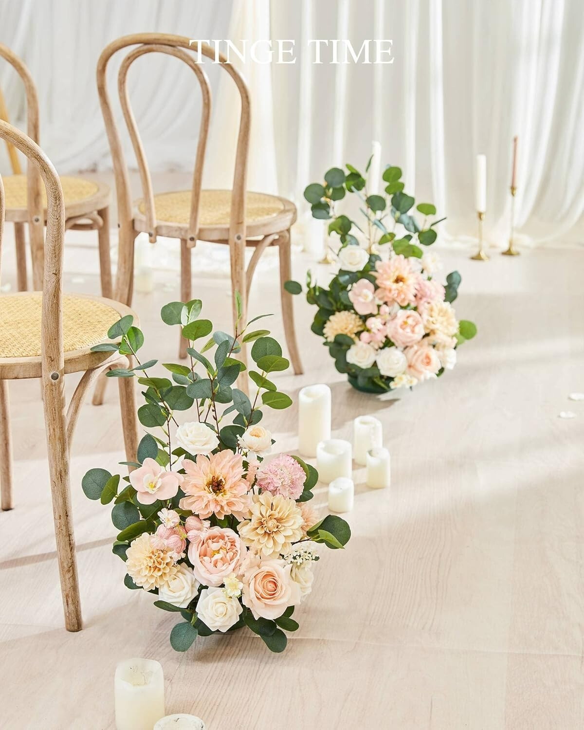 TINGE TIME Free-Standing Artificial Flower Set of 2, with Rubber Pad