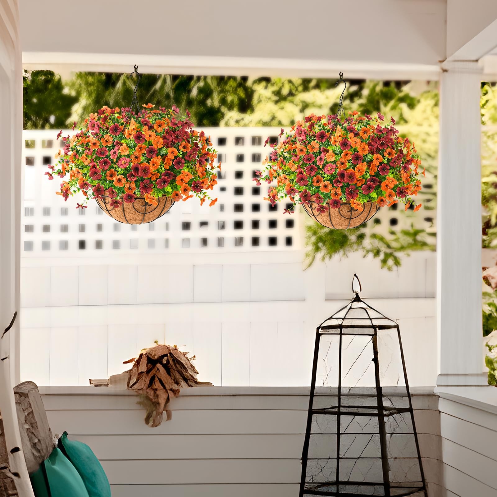 ZFProcess Artificial Fake Hanging Plants Flowers Basket, Faux Silk Daisy in P…