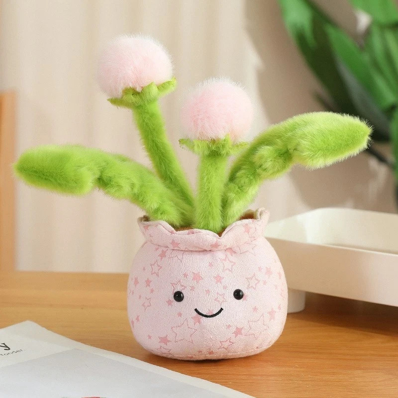 Cute Plush Dandelion Potted Plant Decor Soft Fluffy Faux Flower Ornament Gifts