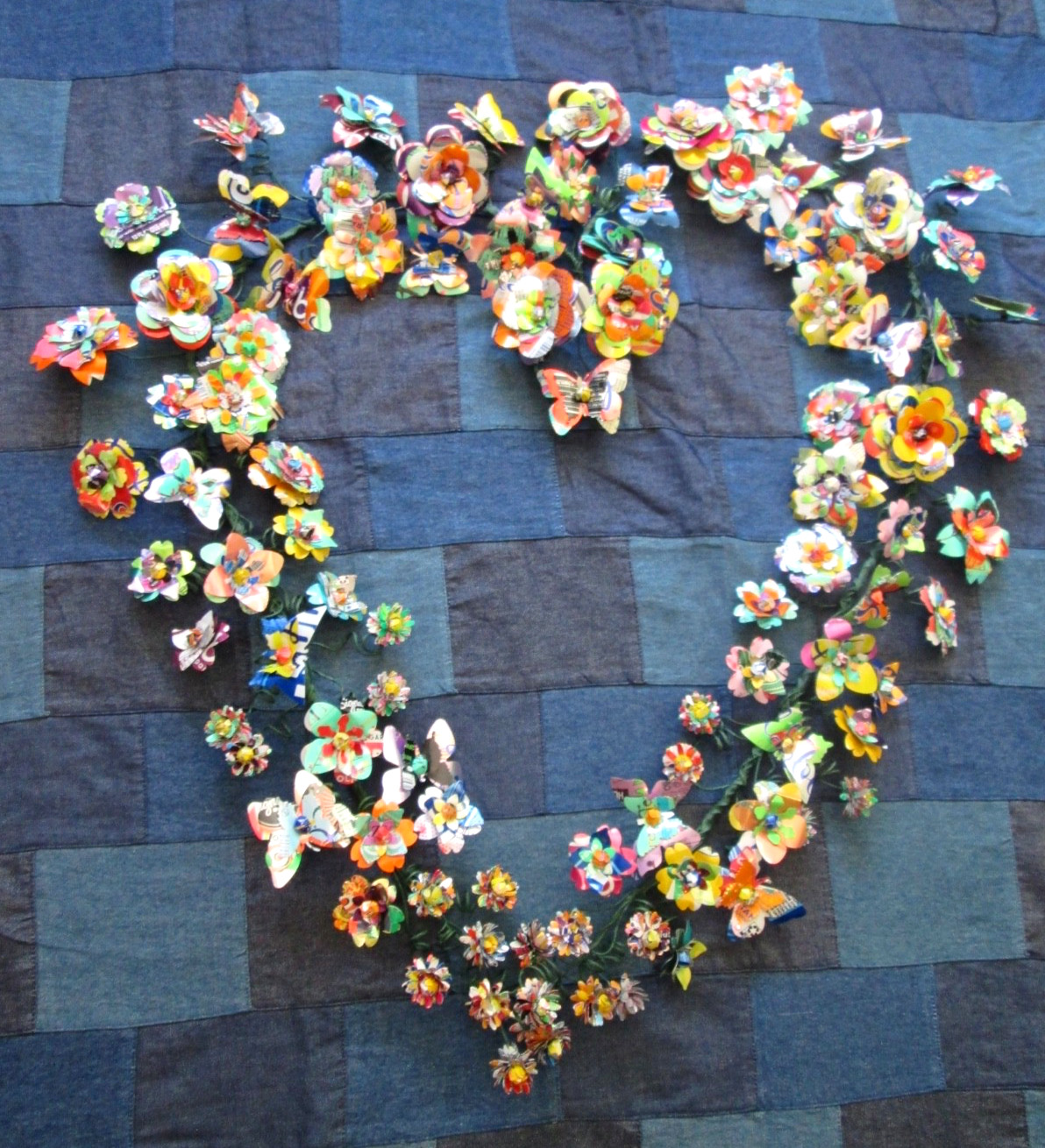 Flower & Butterfly Garland Upcycled (x2 36″) Weddings Gifts Beautiful Decor