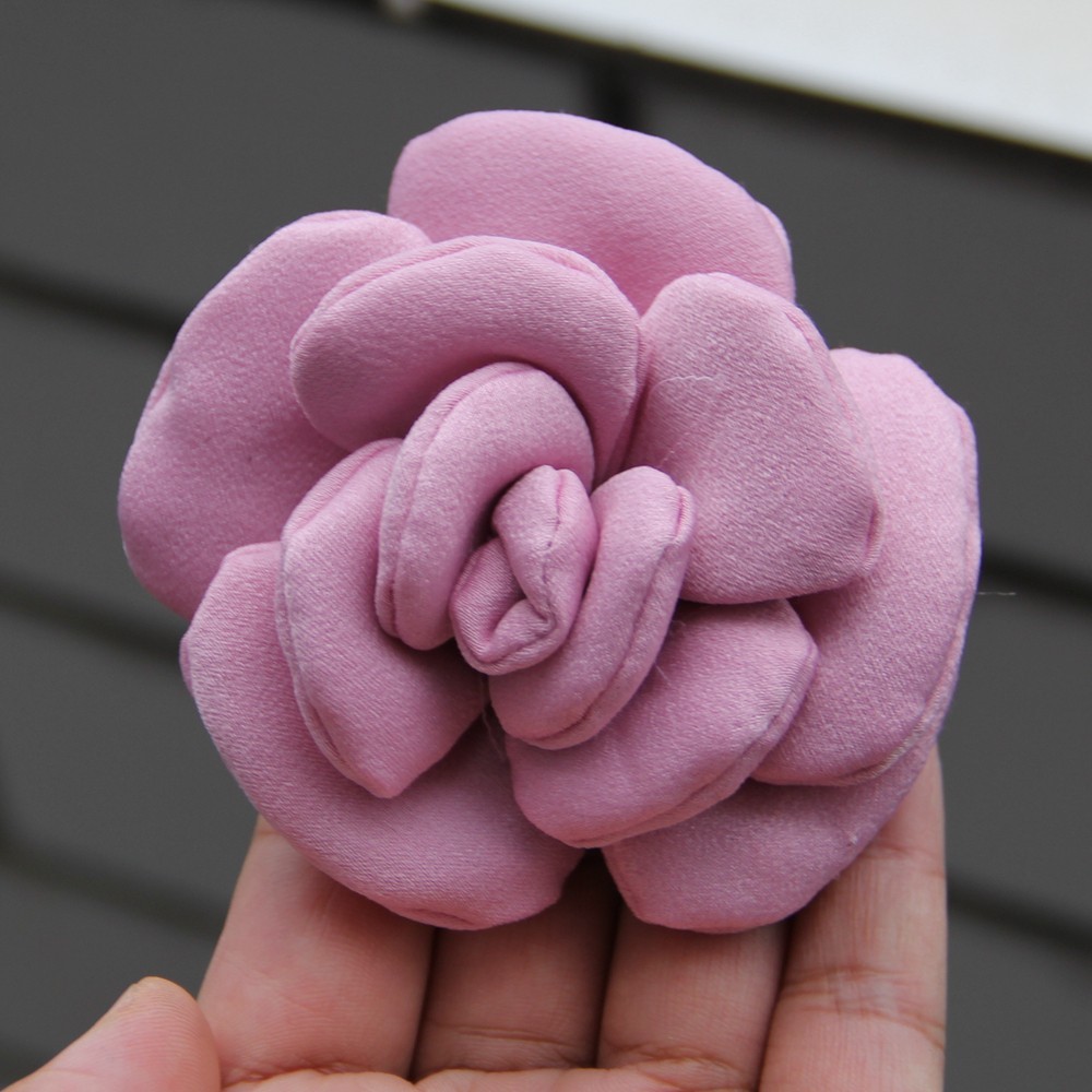 8cm Colorful Handmade Fabric Camellia Flowers Burned Edge Camellia For Crafts