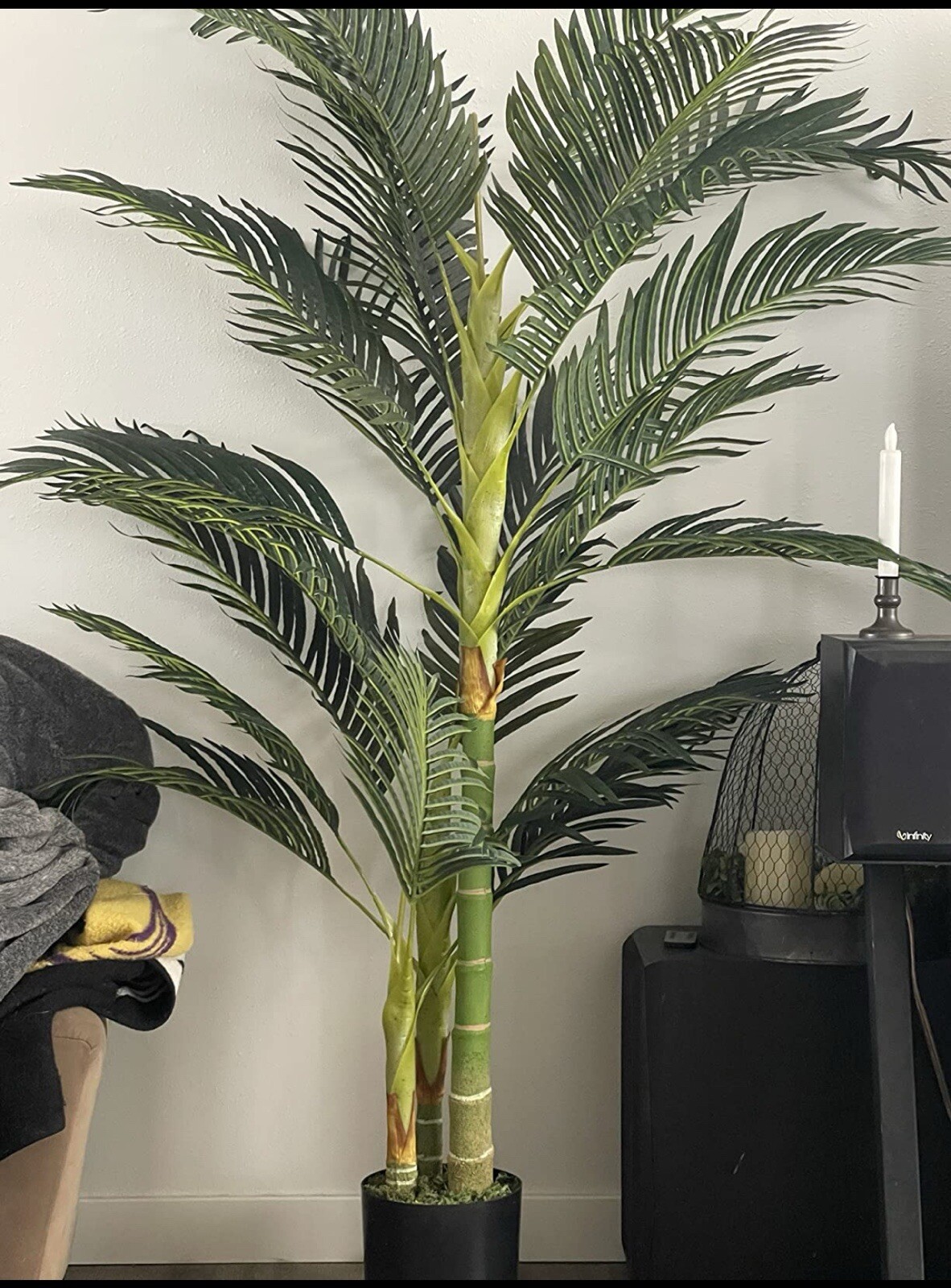 6.5′ Double Trunk Golden Cane Artificial Palm Tree Home Decor.