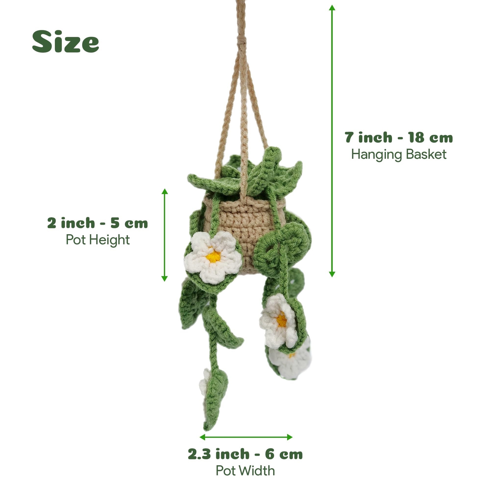 Cute Crochet Hanging Succulent Plant for Car, Aesthetic Decor Car Rear View M…