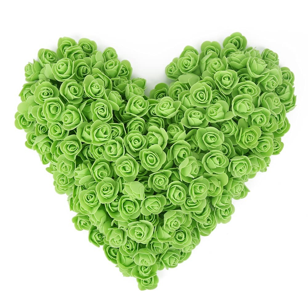 500 PCS Fruit Green Mini Foam Artificial Rose Head Bulk Fake Flower Crafts