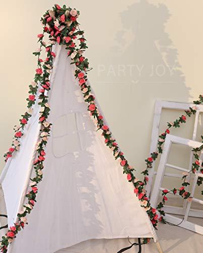 PARTY JOY 5pcs 41Ft Flower Garland Fake Rose Vine Artificial Flowers Hanging