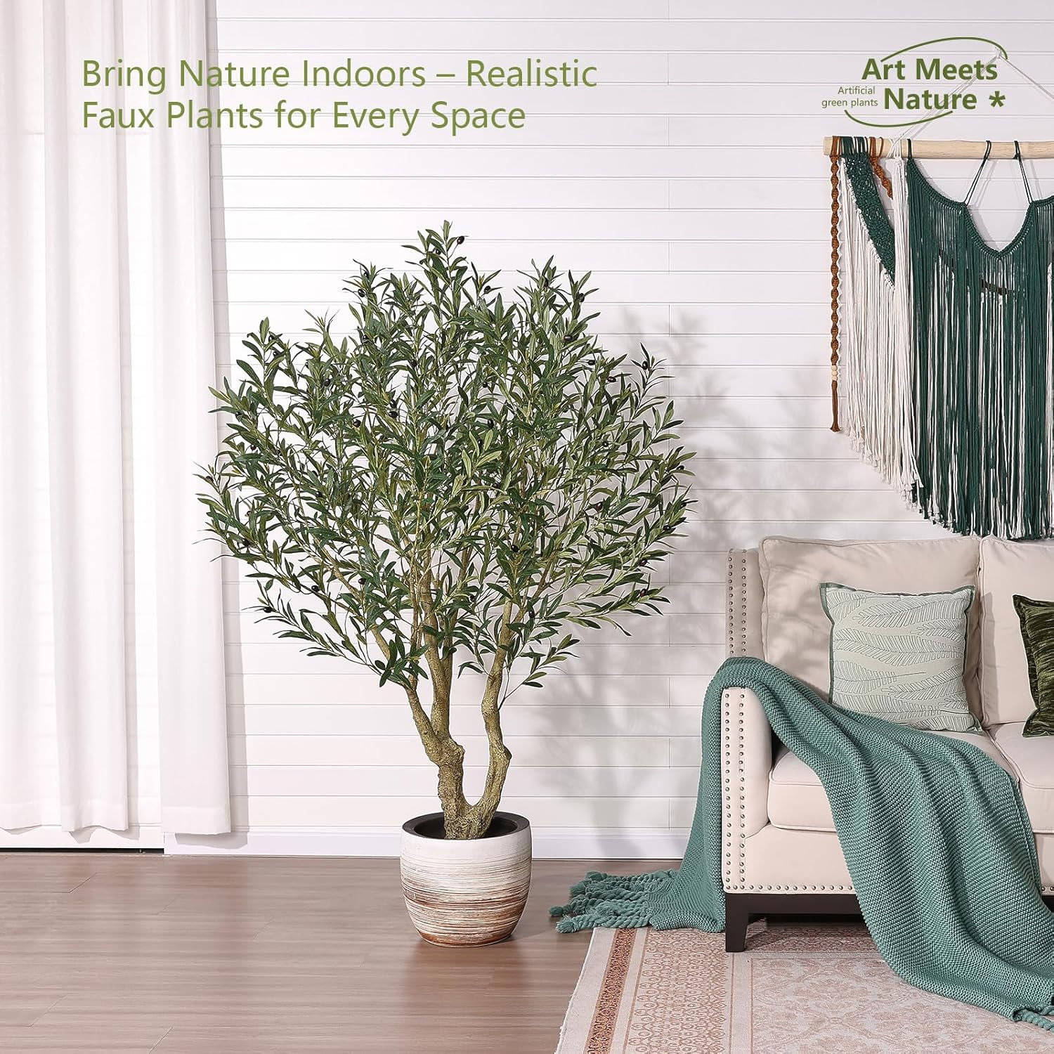Olive Tree Artificial Indoor 6Ft – UV Resistant Large Fake Plants Realistic Faux