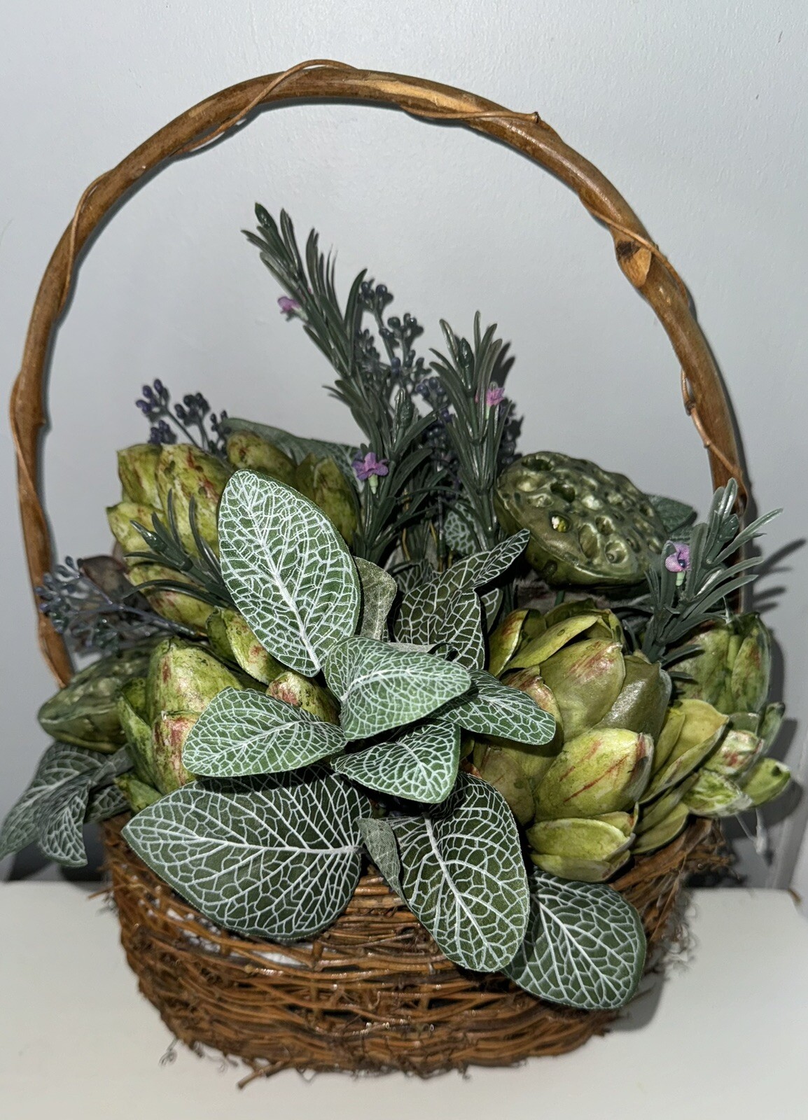 Hanging Basket Wreath Artificial Flower succulants Front Door Wall Decor