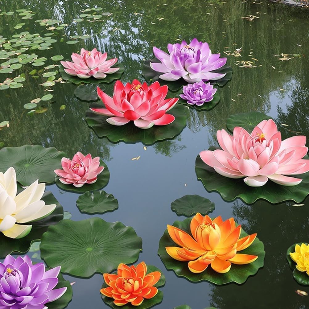 Artificial Foam Floating Lotus Pads – 14 Piece Set for Beautiful Water Features