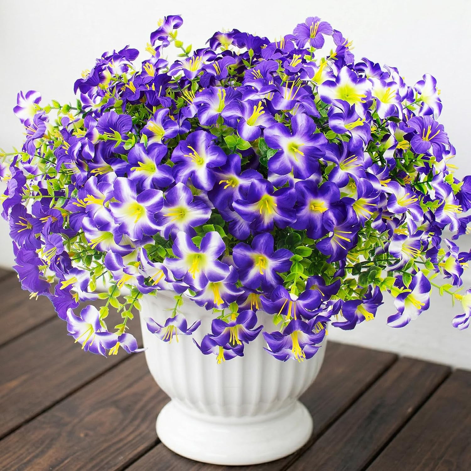16 Pcs Faux Petunias UV Resistant Outdoor Artificial Flowers Purple