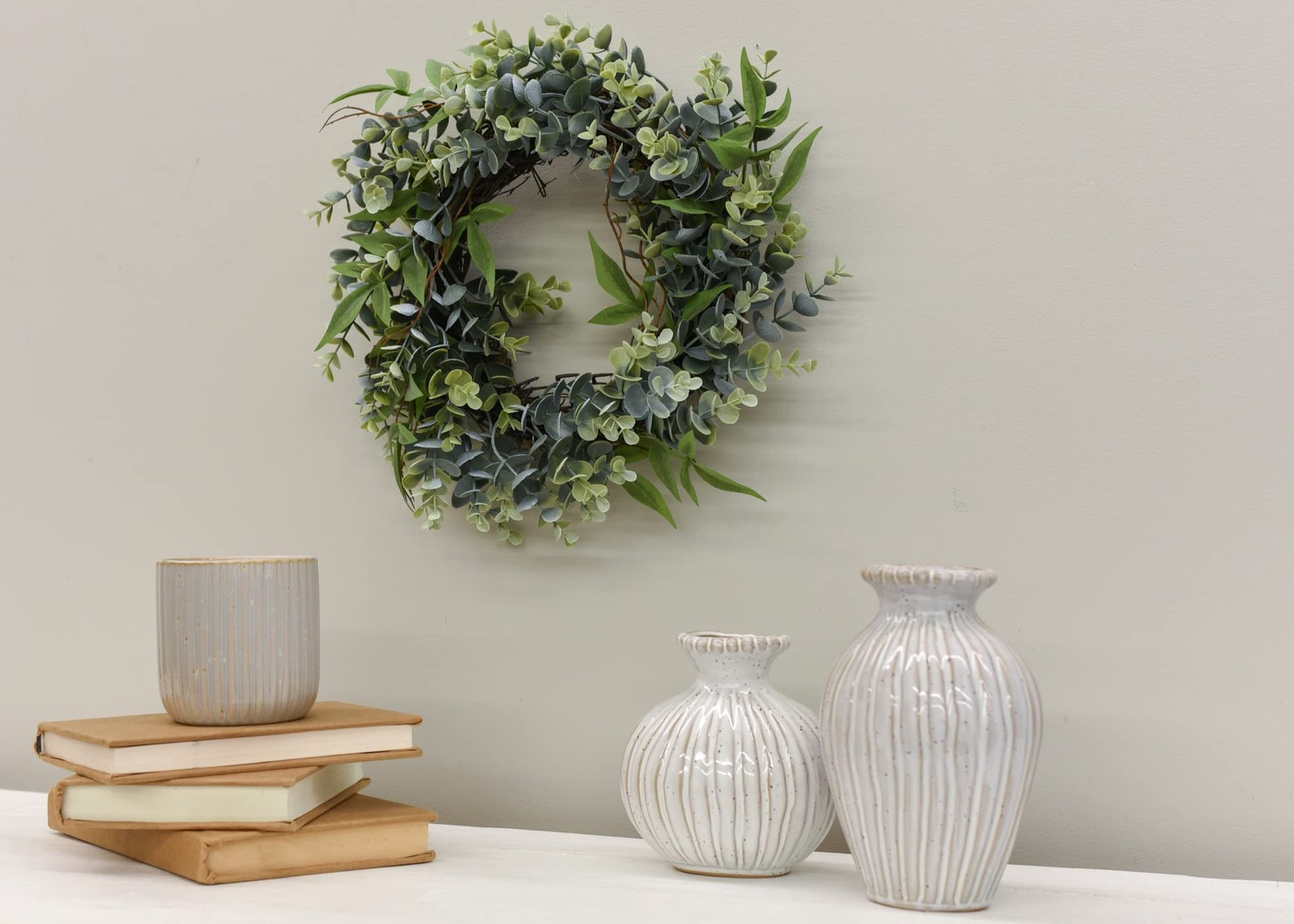 RAZ Imports Boxwood 14″ Eucalyptus and Berry Mini Wreath-Candle Ring