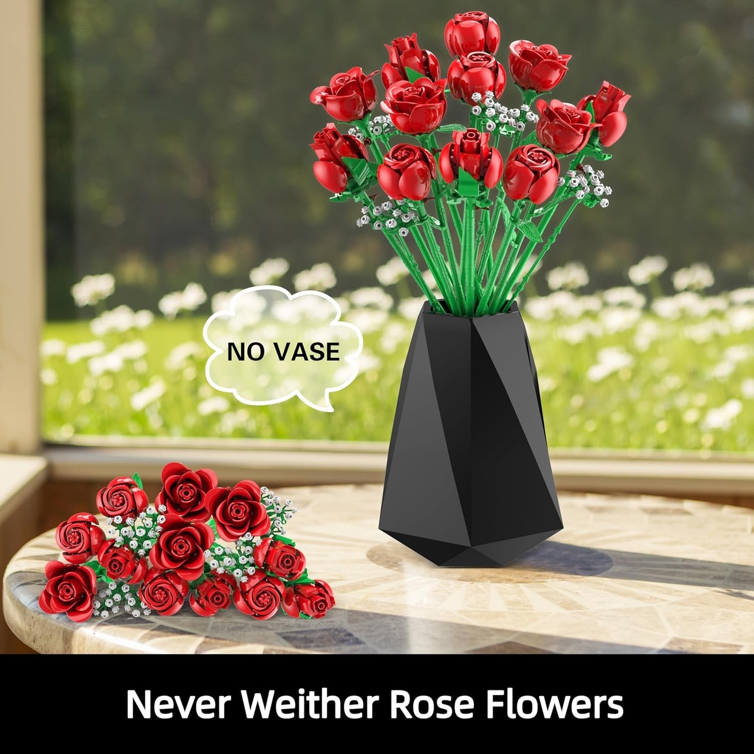 Eco-Friendly 960PCS Artificial Rose Flower Bouquet – DIY Floral Decoration Kit