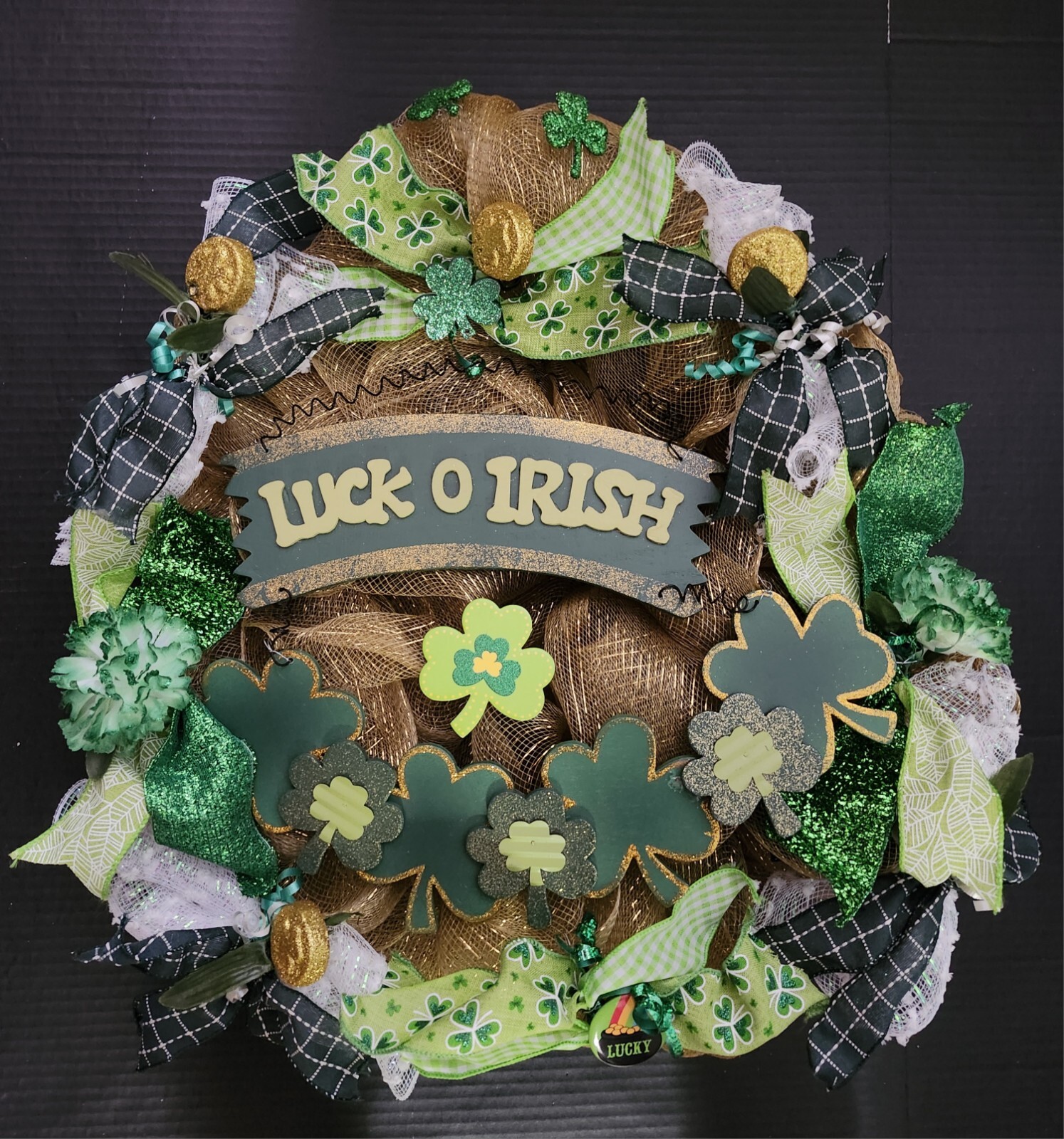 FREE St Pat’s Irish Green Welcome & Luck O Irish 2 in 1 Deco Mesh Wreath