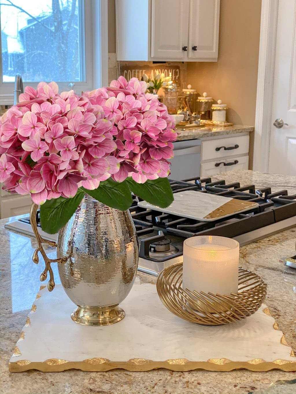 3pcs 25in Artificial Realistic Hydrangea Flowers 3D Real Touch 25in Extra Long