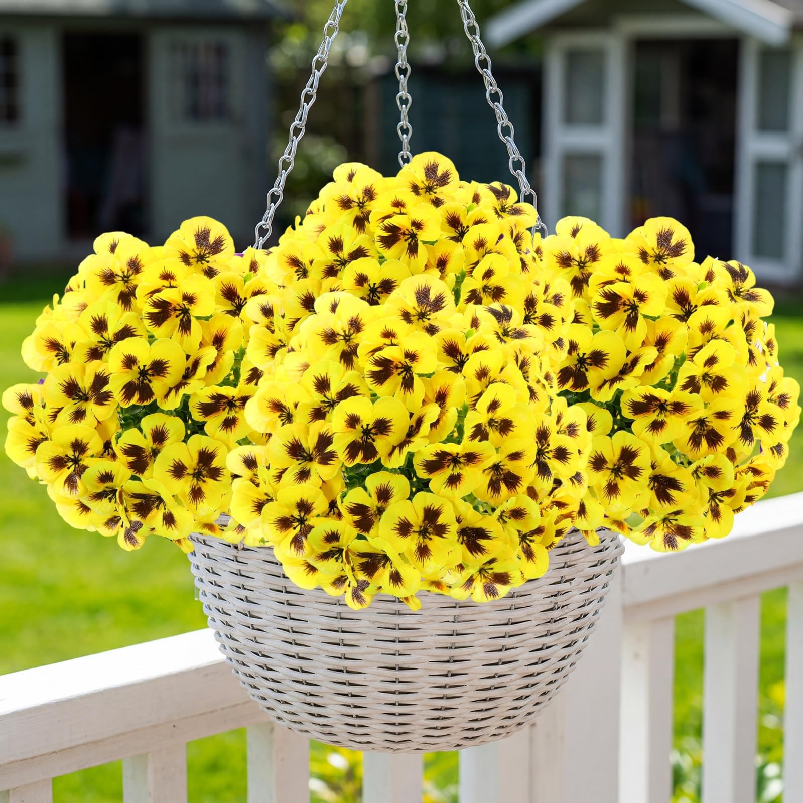 4 Pcs 16 Inch Artificial Pansy Flowers for Outdoor, Artificial Topiary Boxwoo…