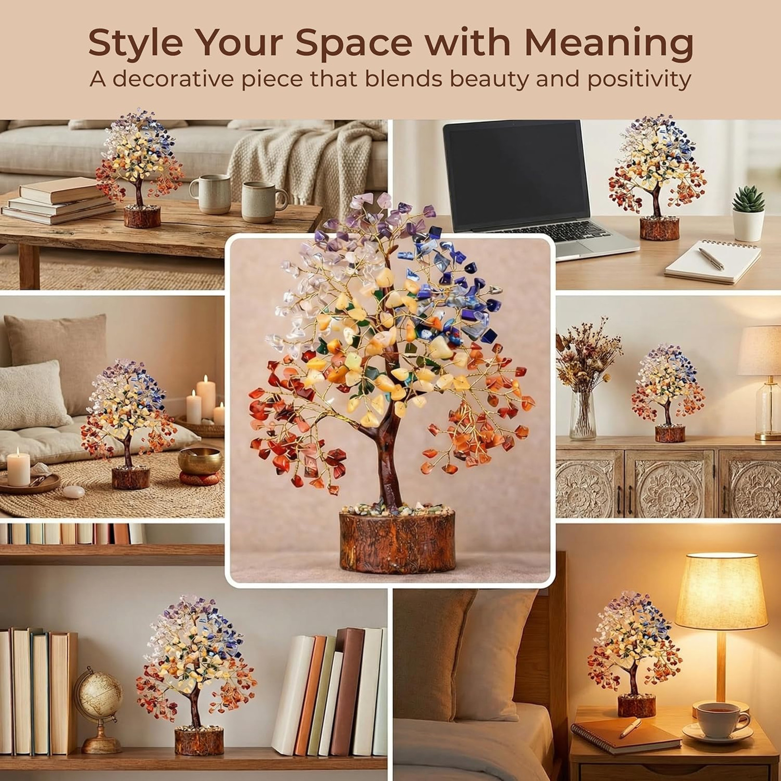 Crystal Tree of Life Decor, Healing Crystal Tree, Chakra Balance Gift, Home