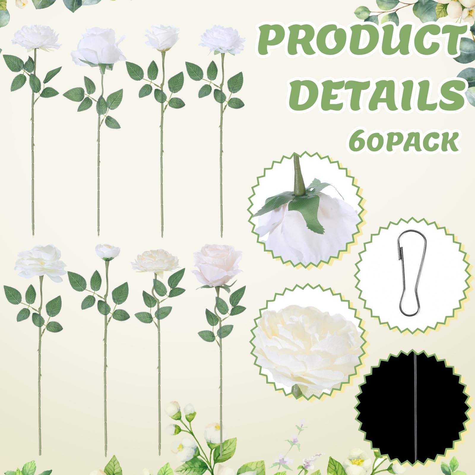 60 Pack Artificial Flower Hanging Flowers Ornament Floating Garland Ceiling R…