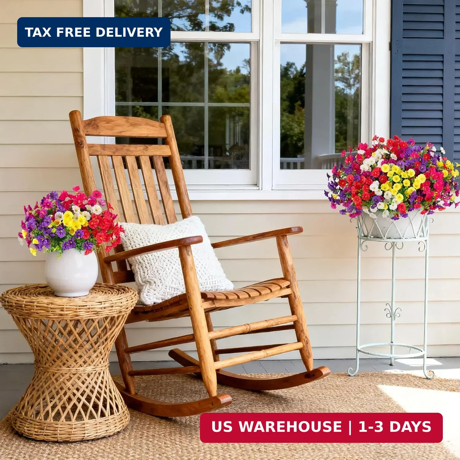 Hrobek Artificial Flowers for Outdoors, 12 Bundles Fake Plastic Petunias Flower