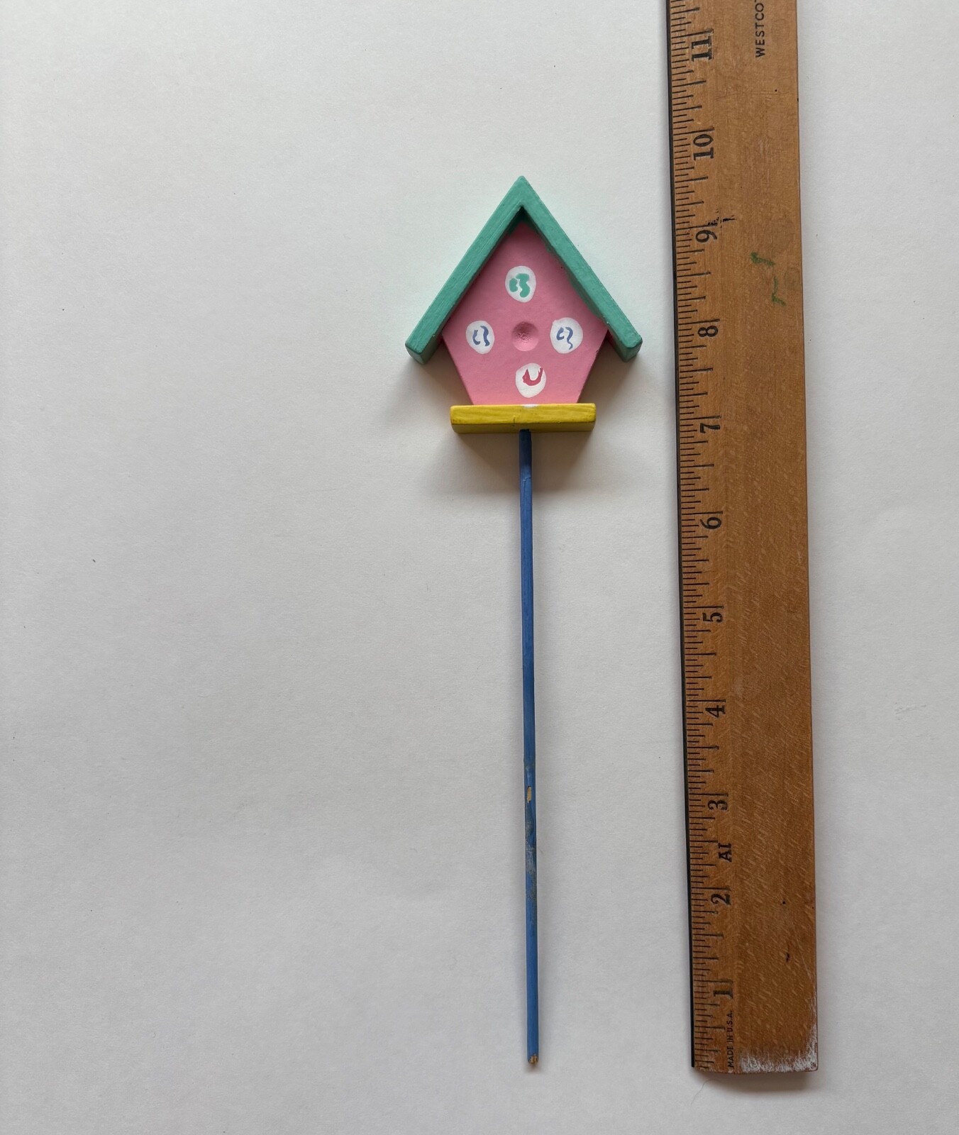 Vintage Wooden Birdhouse Flower Arrangement Pick 9 3/4″ Decor Craft Potted Plant