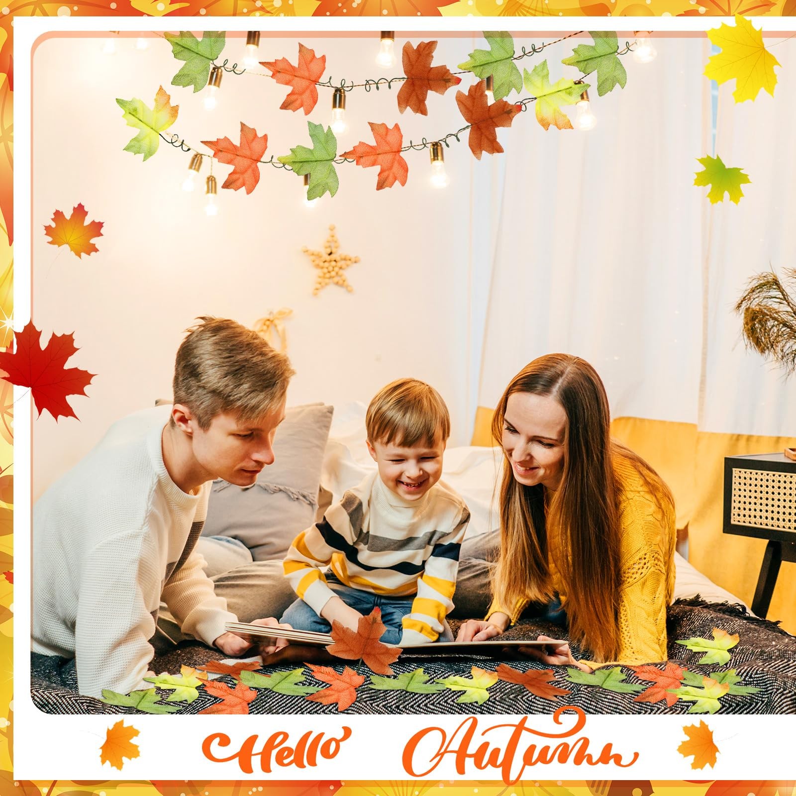 144 PCS Artificial Maple Leaves Thanksgiving Fake Mixed Fall Decoration