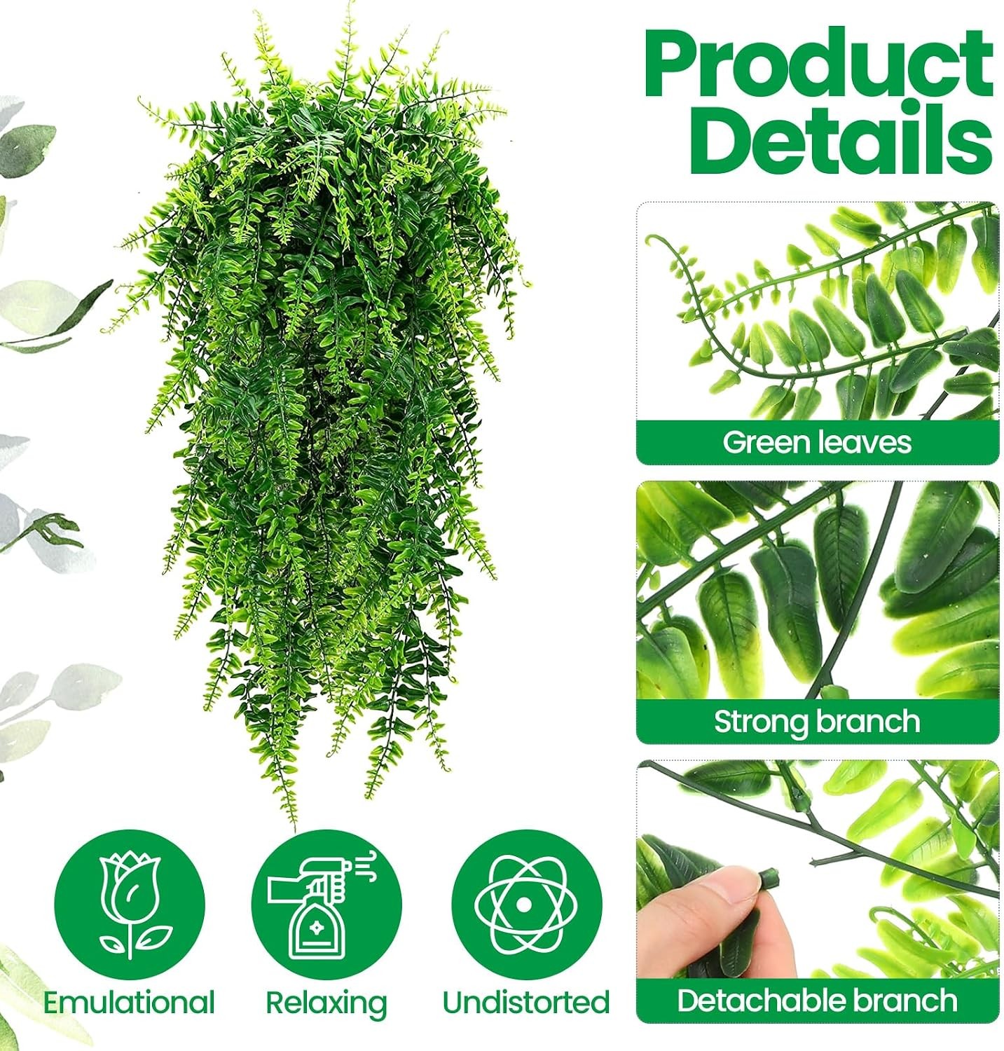 128 Pcs Artificial Hanging Plants 32 Inch Hanging Boston Ferns Plastic Fake