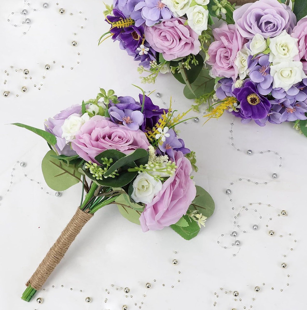 Wedding Bouquet Bride Bridal Bridesmaid Centerpiece Artificial Flowers Lilac