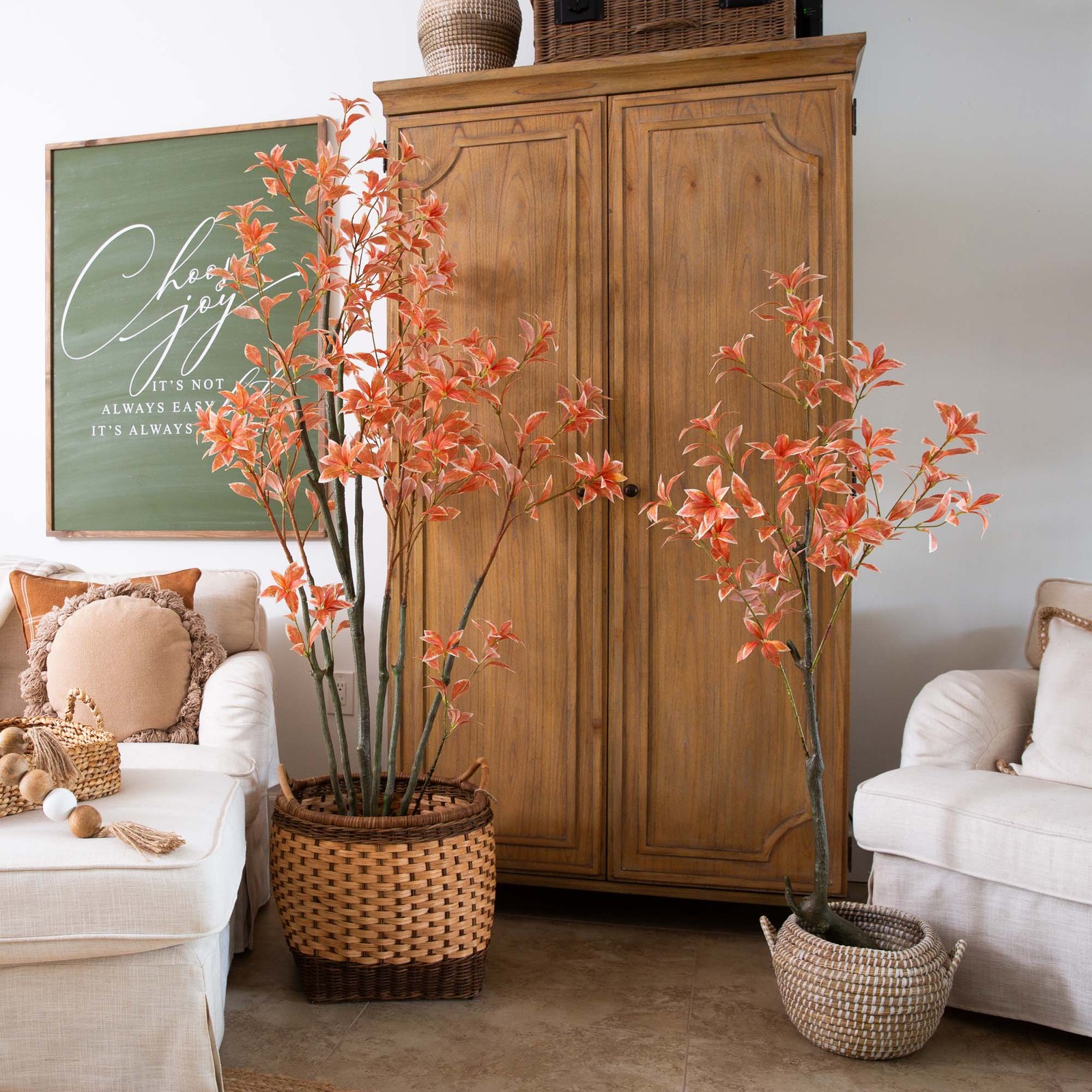 Nearly Natural 4.5ft Autumn Pieris Artificial Fall Tree in Orange